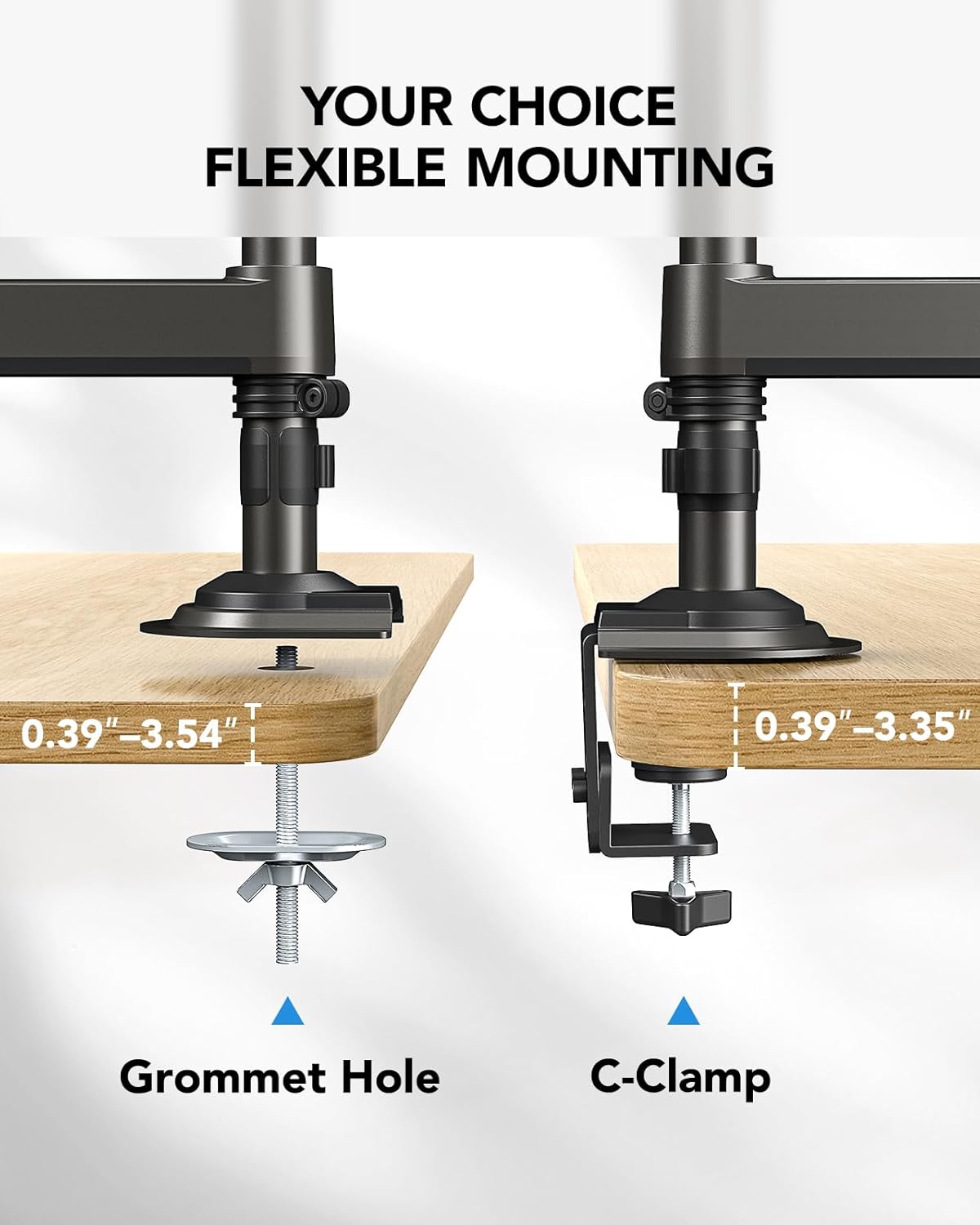 HUANUO 17-32 Inch Dual Monitor Stand, Gas Spring Dual Monitor Mount, Monitor Stand 2 Monitors, Ergonomic Adjustable Tilt/Swivel/Rotate, Weight Max 19.8 lbs, VESA 75/100mm - Image 8