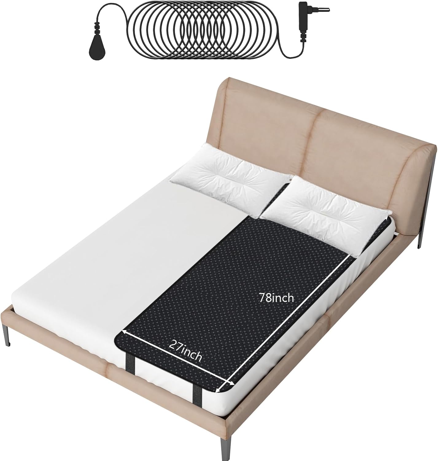 Grounding Mat for Bed (27"x78") – Includes 15ft Grounding Cord, Relieves Stress, Pain, and Anxiety - Image 2