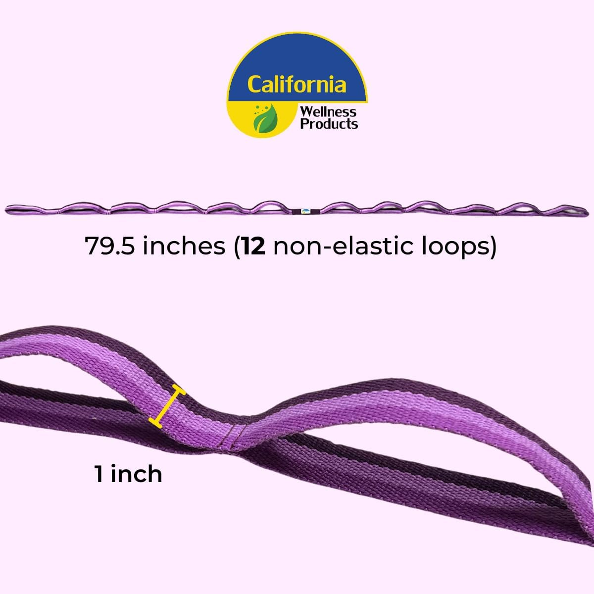California Yoga Strap | Yoga Belt with Loops | 12 Multi Loop & Non-Elastic | Stretching Strap | Gym Workout & Exercise Bands | Physical Therapy | Improves Sitting Posture for Women & Men - Image 3