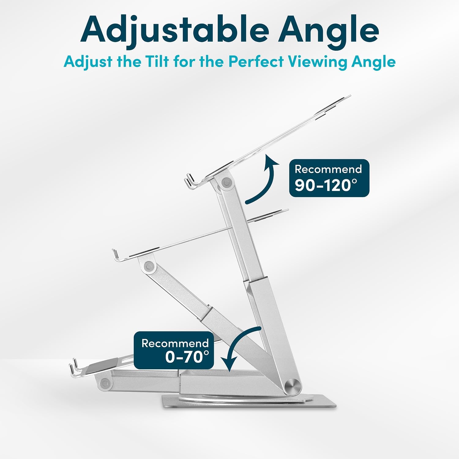Lifelong 360 Rotating Ergonomic Laptop Stand for Desk, Laptop Riser with Swivel Base, Adjustable Computer Stand for 10-17" MacBook Pro & All Laptops- Portable Standing Desk Converter- Height 16" - Image 4