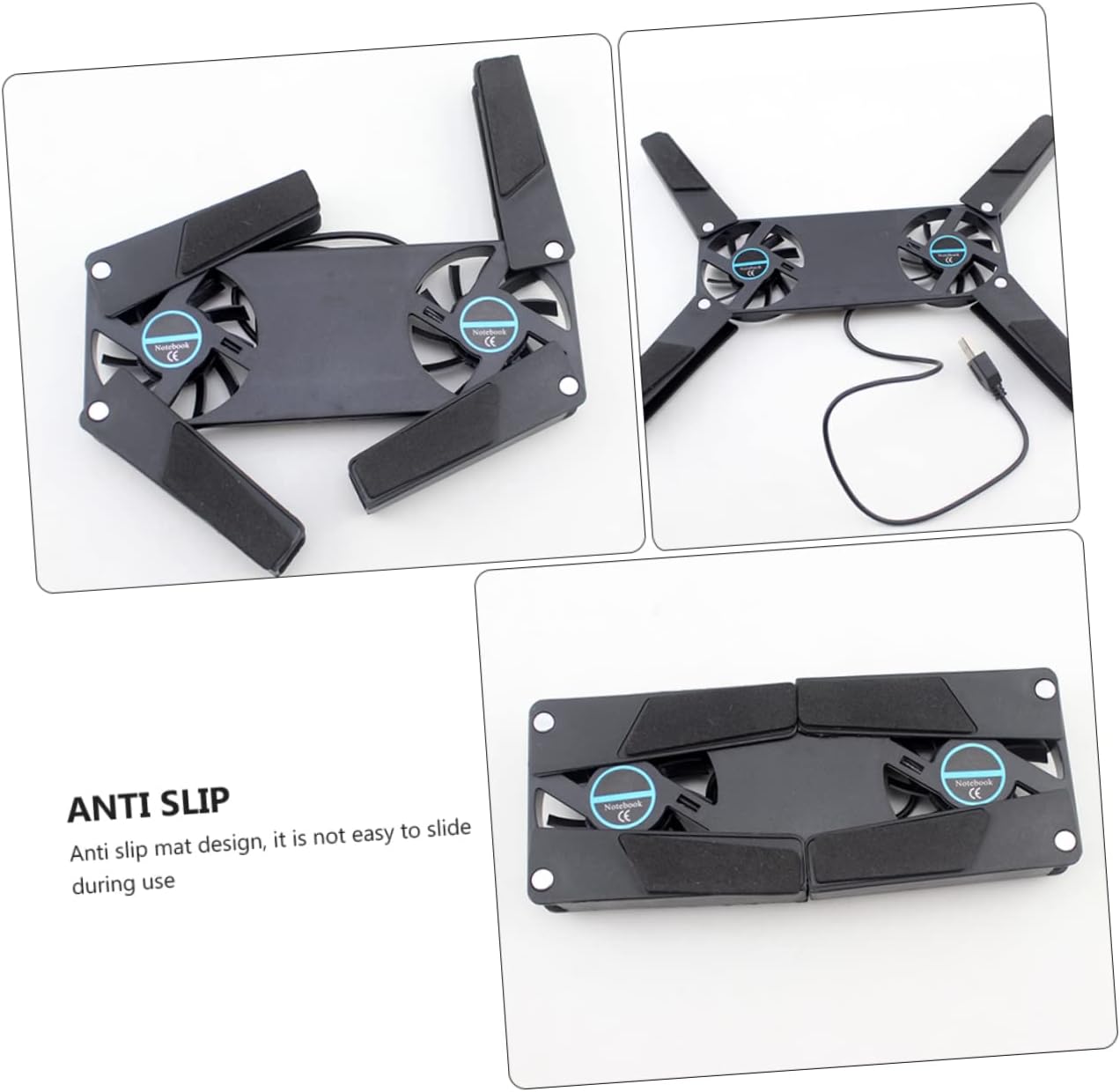2pcs Laptop Cooling Pad Dual Fans Powered Notebook Cooler Folding Design Ventilated Support Stand Pad for Laptops - Image 8
