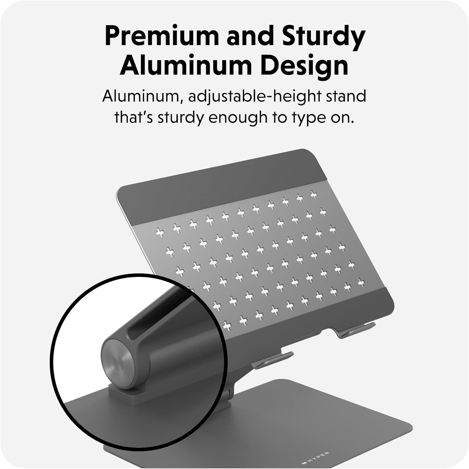 Hyperspace Adjustable Laptop Stand — Sleek, Foldable, Portable Aluminum Laptop Stand for 16” Devices — Height Adjustable to 22”, Optimal Cooling, Non-Slip Grips - Image 5