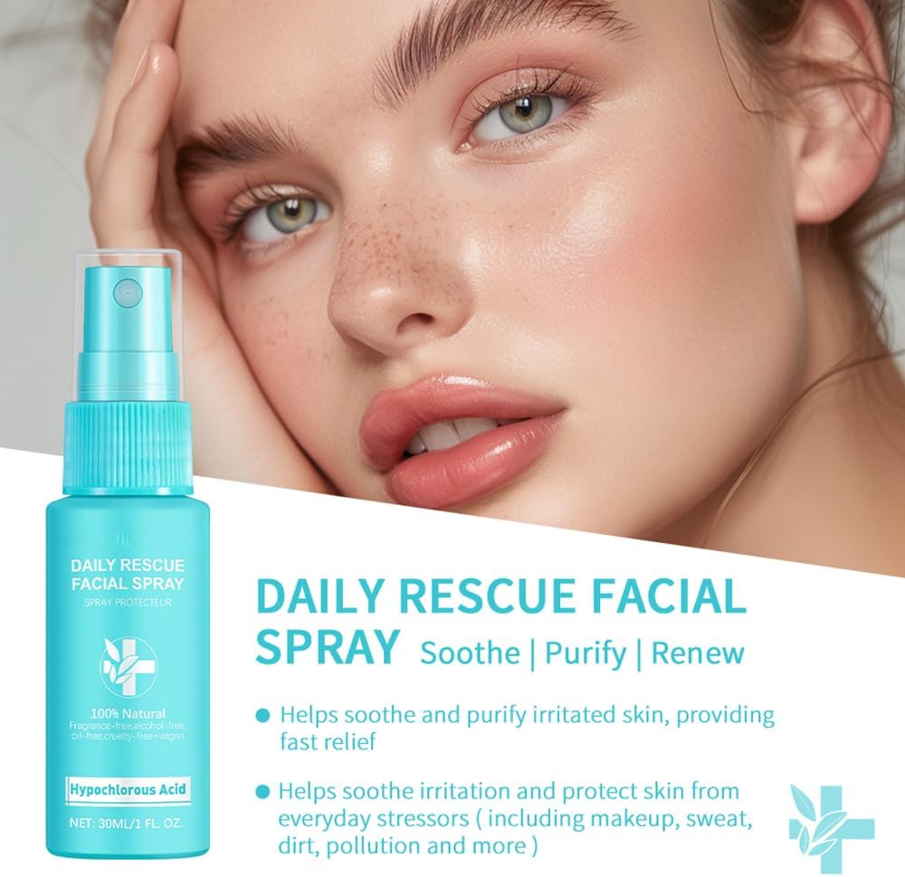 Daily Rescue Facial Spray, Hypochlorous Acid Spray, Reduce Redness and Breakouts, 100% Natural Fragrance Free, Alcohol Free, Oil Free, Cruelty Free Vegan (1) - Image 6