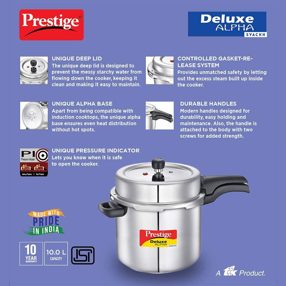 Prestige PRASV10 Pressure Cooker, 10 Liter, SILVER - Image 5