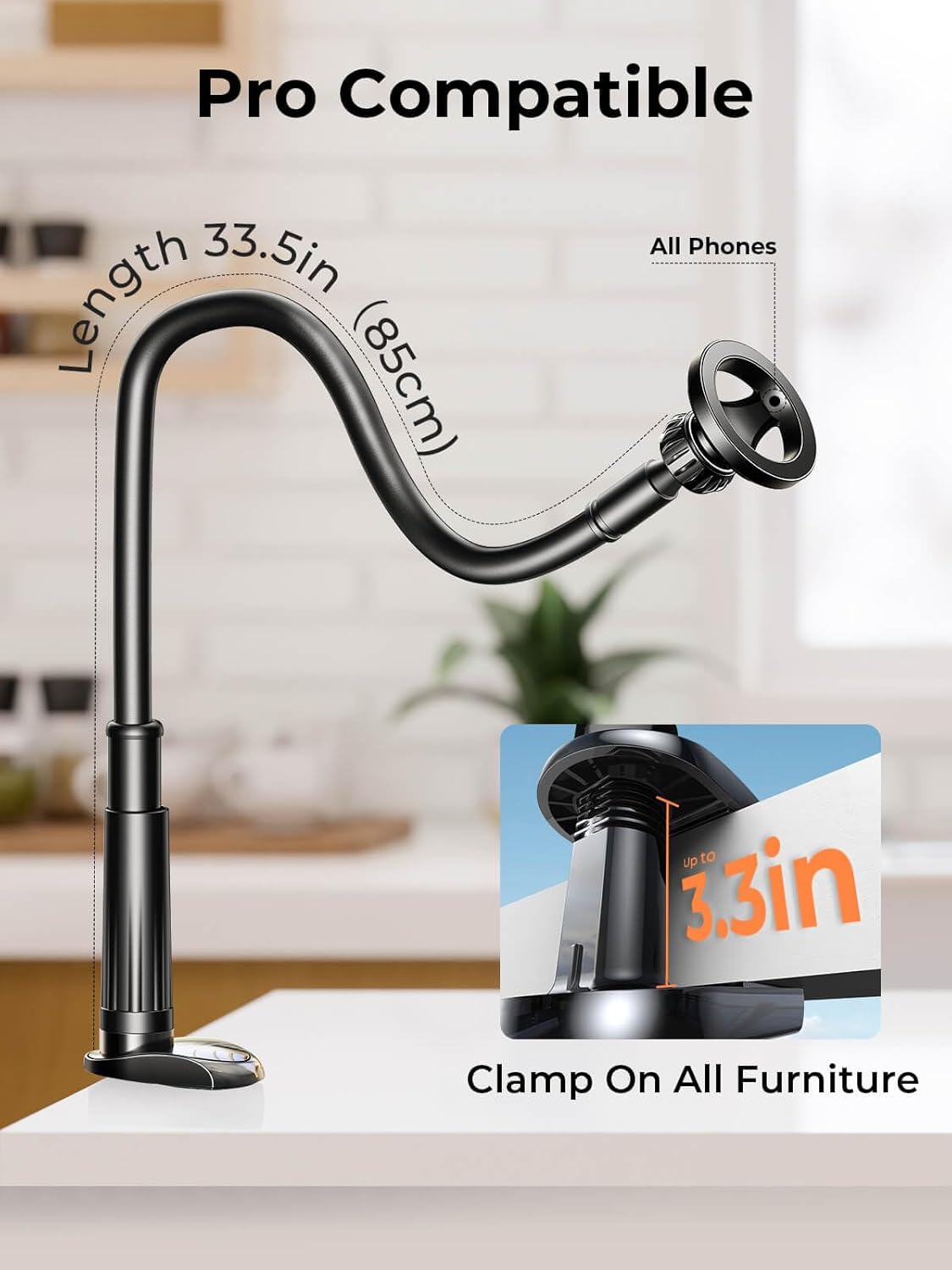 LISEN for Gooseneck Phone Holder for Bed Magsafe Stand for iPhone 16 Stand,Flexible for iPhone Holder for Desk Magnetic Adjustable Cell Phone Stand Holder Compatible with iPhone 16 Pro 15 14 iPad - Image 7