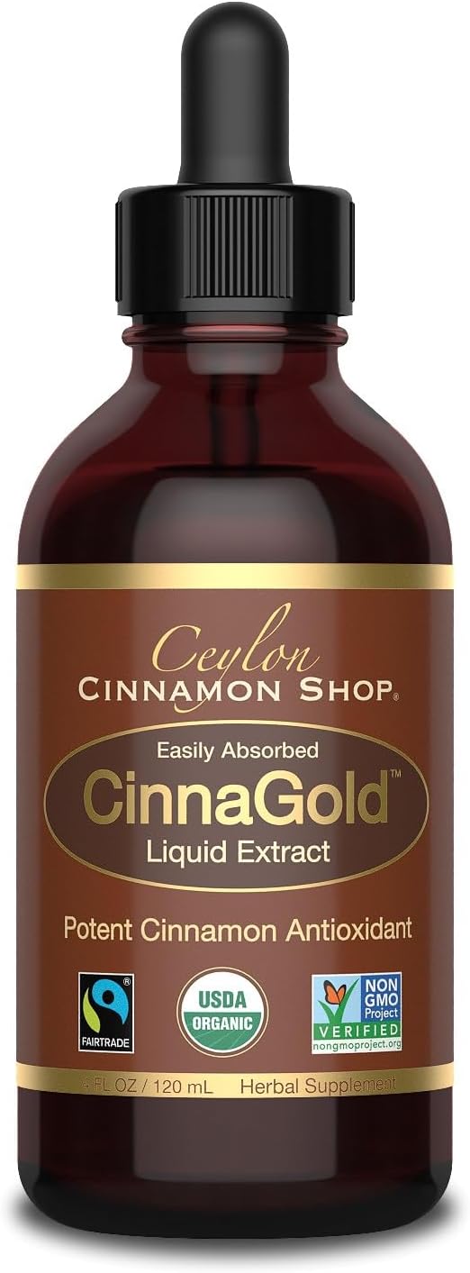 CinnaGold™ Organic Ceylon Cinnamon (100% Certified) Supplement, High-Potency Liquid Extract, 4 oz. – Super Antioxidant - Image 2