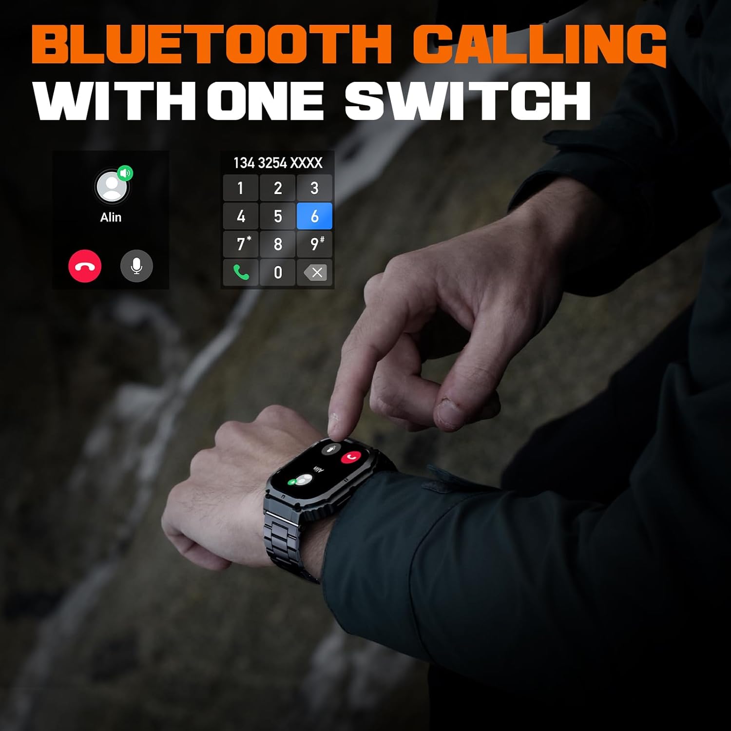 Smart Watch,100M Waterproof Rugged Military Smartwatch with Bluetooth Call(Answer/Dial Calls) 2-inch Utral Large HD Display 70 Days Extra Long Battery Life,100+ Sports Modes Fitness Tracker - Image 6