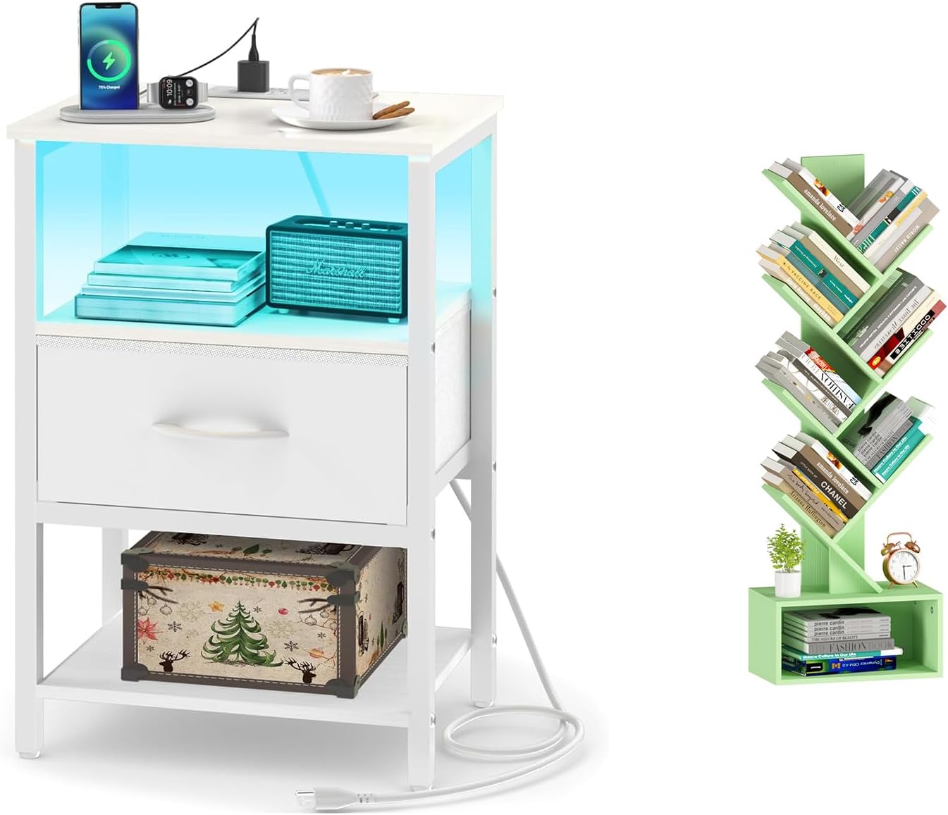 Yoobure Tree Bookshelf - 6 Shelf, White Night Stand - Image 2