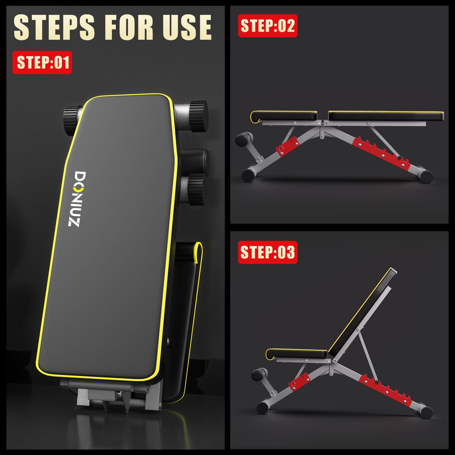 Weight Bench, Adjustable Workout Bench Press Set for Home Gym Full Body Strength Workout, Easy Assembly Foldable Training Lifting Bench, Max Load 750 - Image 3