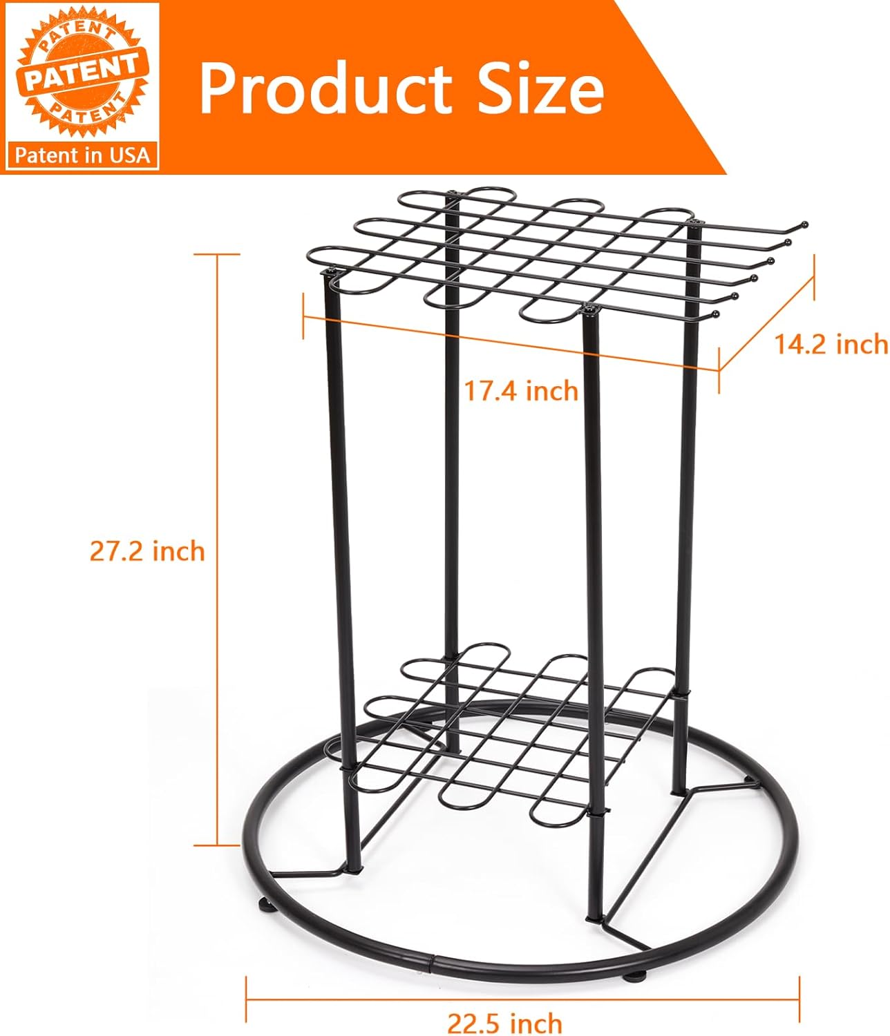 Black Corner Tool Storage Rack - Organizes up to 40 Long-Handled Tools for Garage, Garden, Shed Storage Organization - Image 8