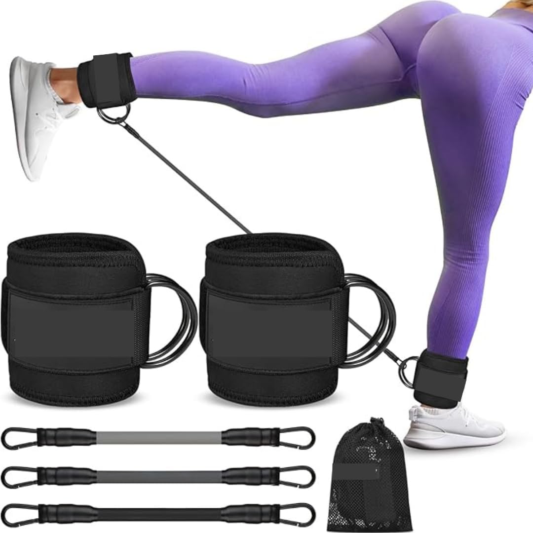 Resistance Bands with Ankle Cuffs for Leg, Glute, and Hip Workouts - Perfect for Kickbacks, Strength Training, and Home Gym Exercises - Fitness Bands for Women. - Image 5