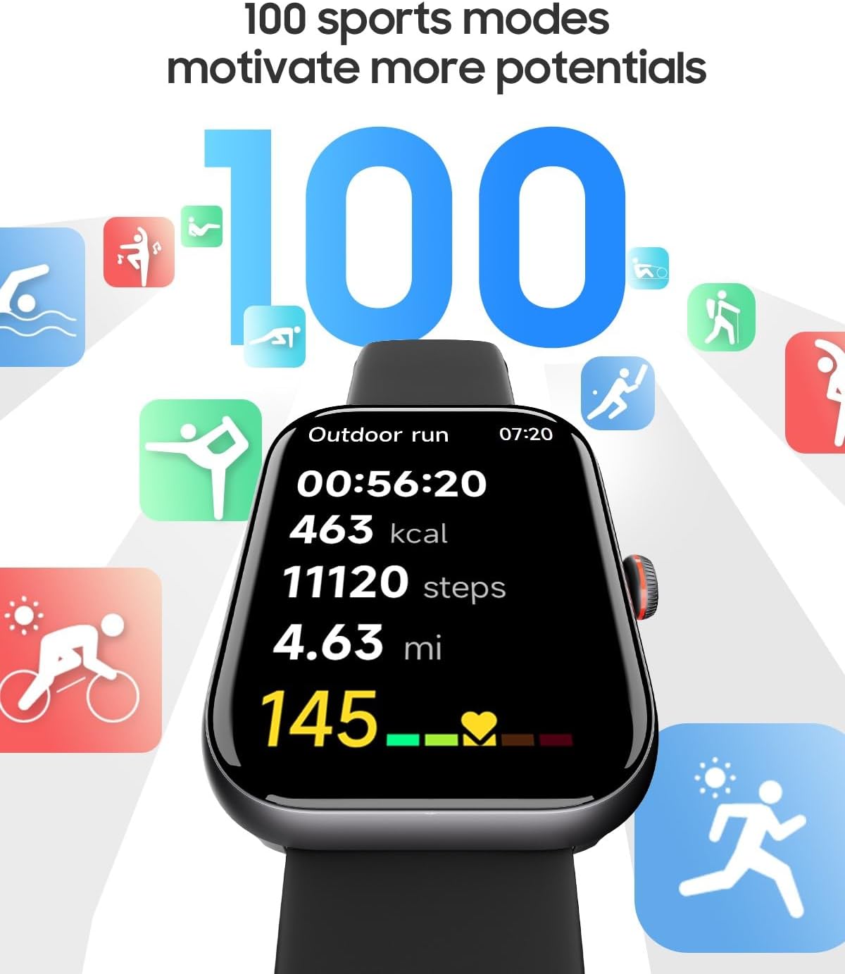 Smart Watch for Men Women, Alexa Built-in, Answer/Make Calls, 1.91" HD Screen Fitness Watch, IP68 Waterproof, 100 Sports, Heart Rate Monitor, Sleep Tracker, Smartwatch Compatible Android iOS - Image 5