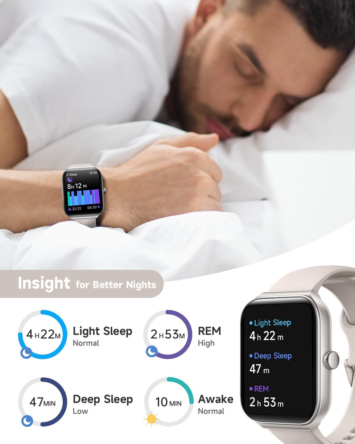 Smart Watch for Men Women Alexa Built-in, 1.95" Fitness Tracker with Answer/Make Calls, IP68 Waterproof/Sleep Tracker/Heart Rate/100 Sports, Fitness Watch Compatible iOS Android - Image 7