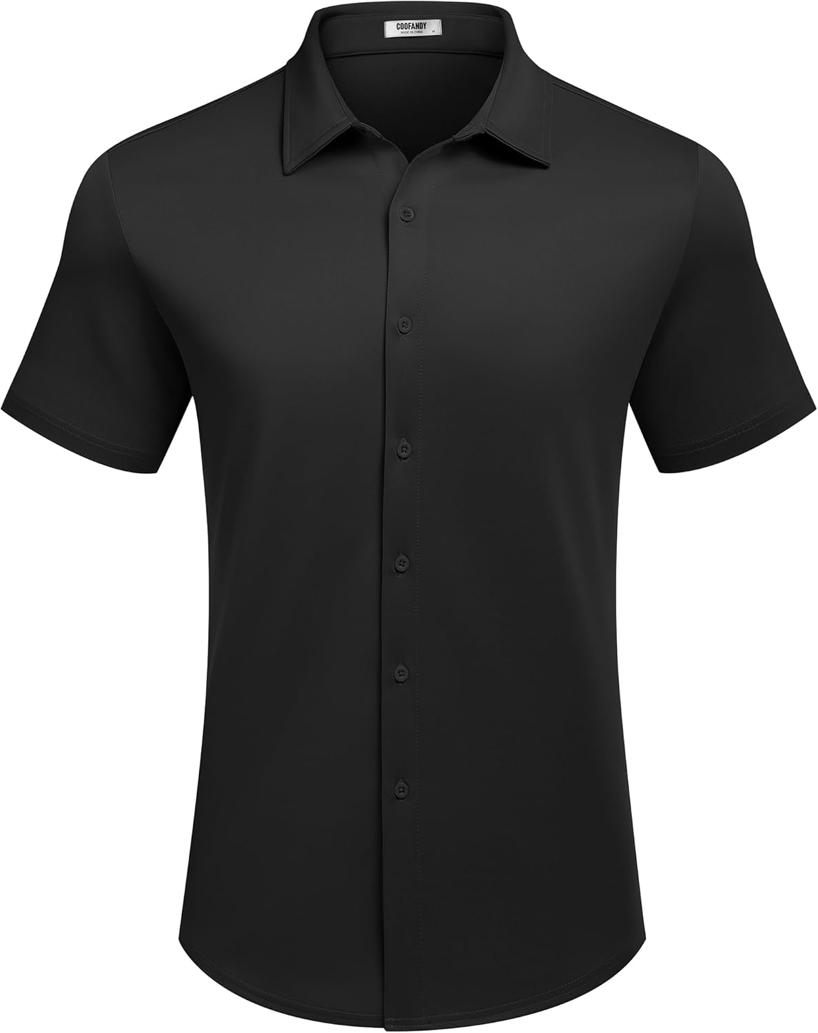 COOFANDY Mens Casual Wrinkle Free Shirts Short Sleeve Button Down Summer Stretch Dress Shirt - Image 3