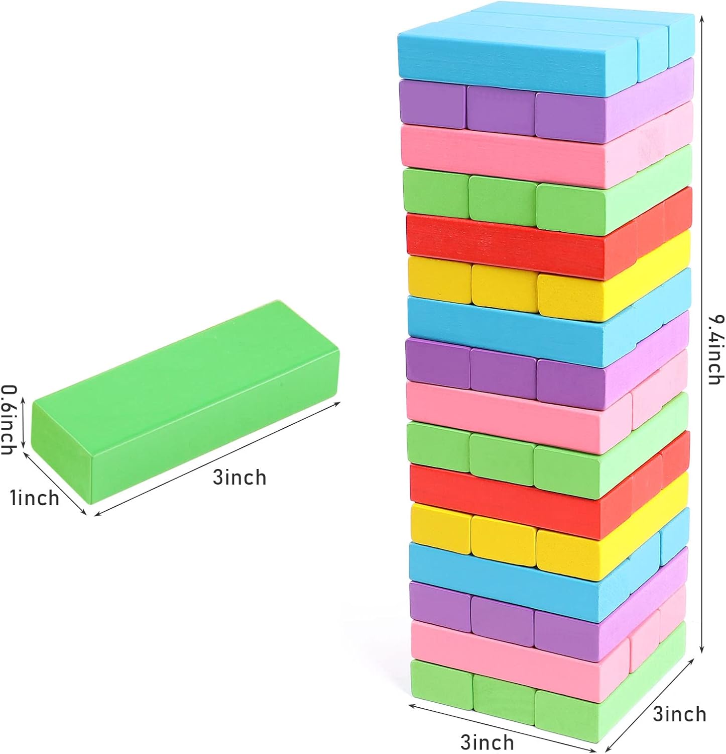 Lewo Wooden Stacking Board Games Building Blocks for Kids Boys Girls- 48 Pieces - Image 6