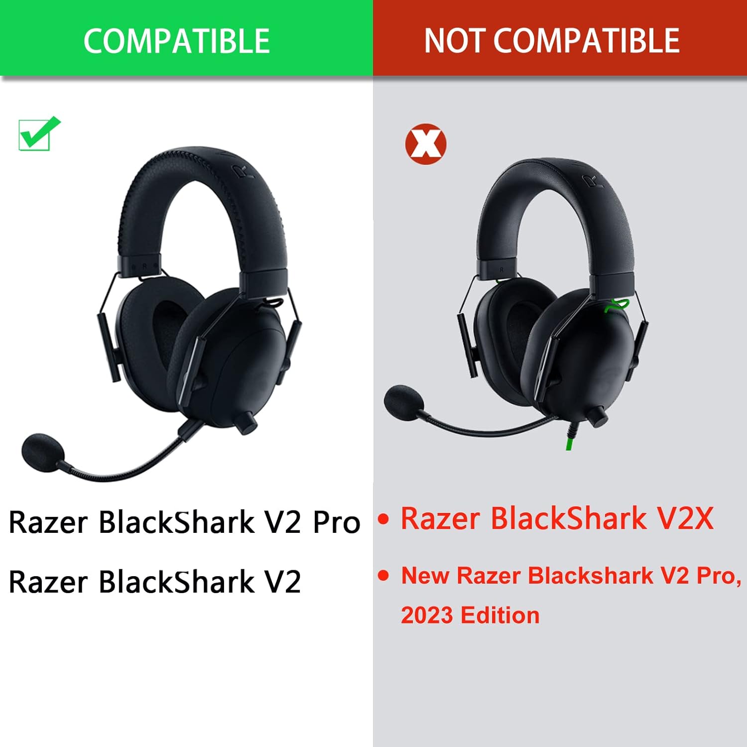 BlackShark V2 PRO Upgrade Quality Cooling Gel Ear Pads - defean Ear Cushion Replacement Compatible with Razer BlackShark V2/BlackShark V2 Pro (Does Not Fit 2023 Model) Gaming Headset, Added Thickness - Image 3