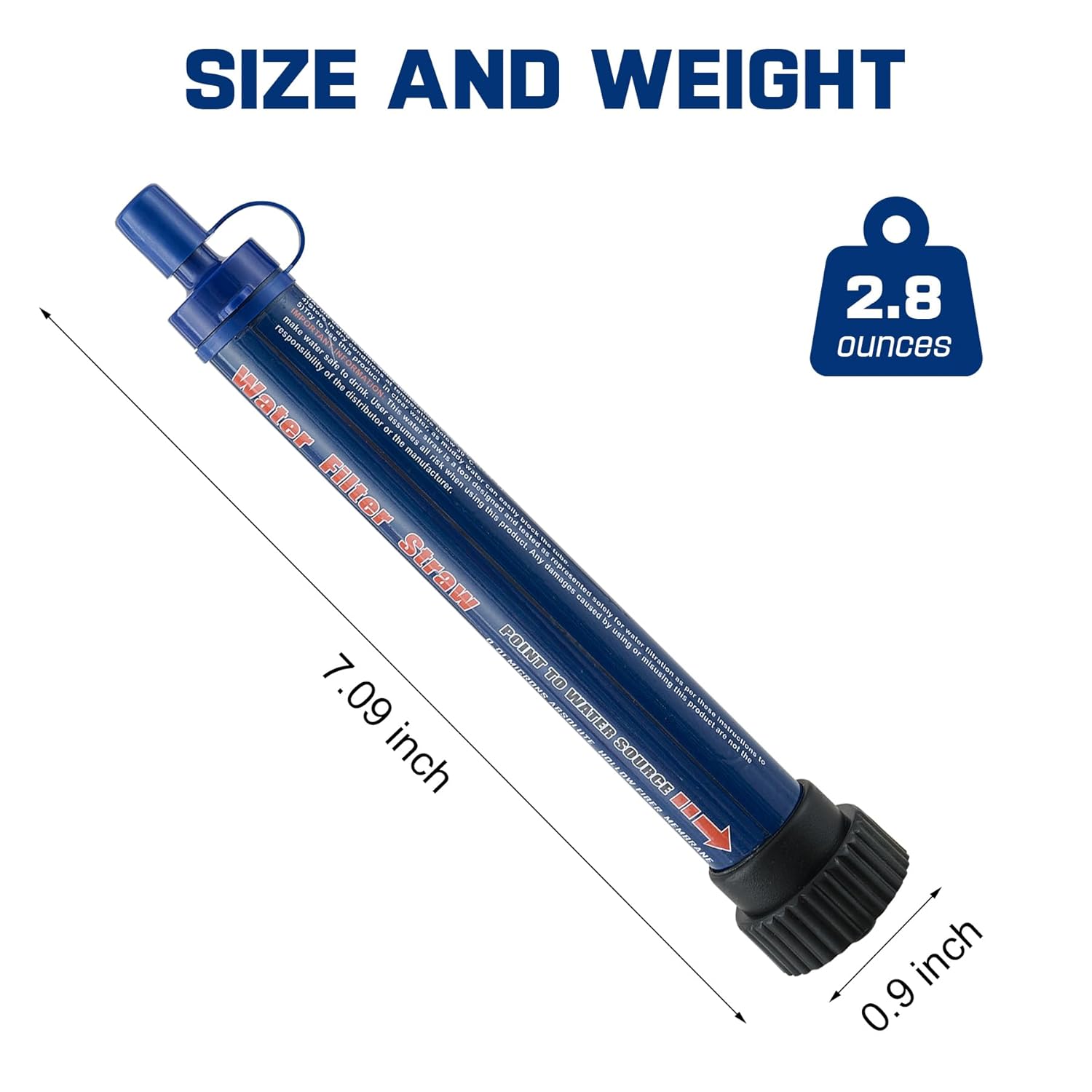 Navy Blue 2 Pack Water Filter Straw Outdoor Portable Personal Water Filter Straw Water Purifier Survival Gear and Equipment for Hiking Camping Travel and Emergency - Image 3