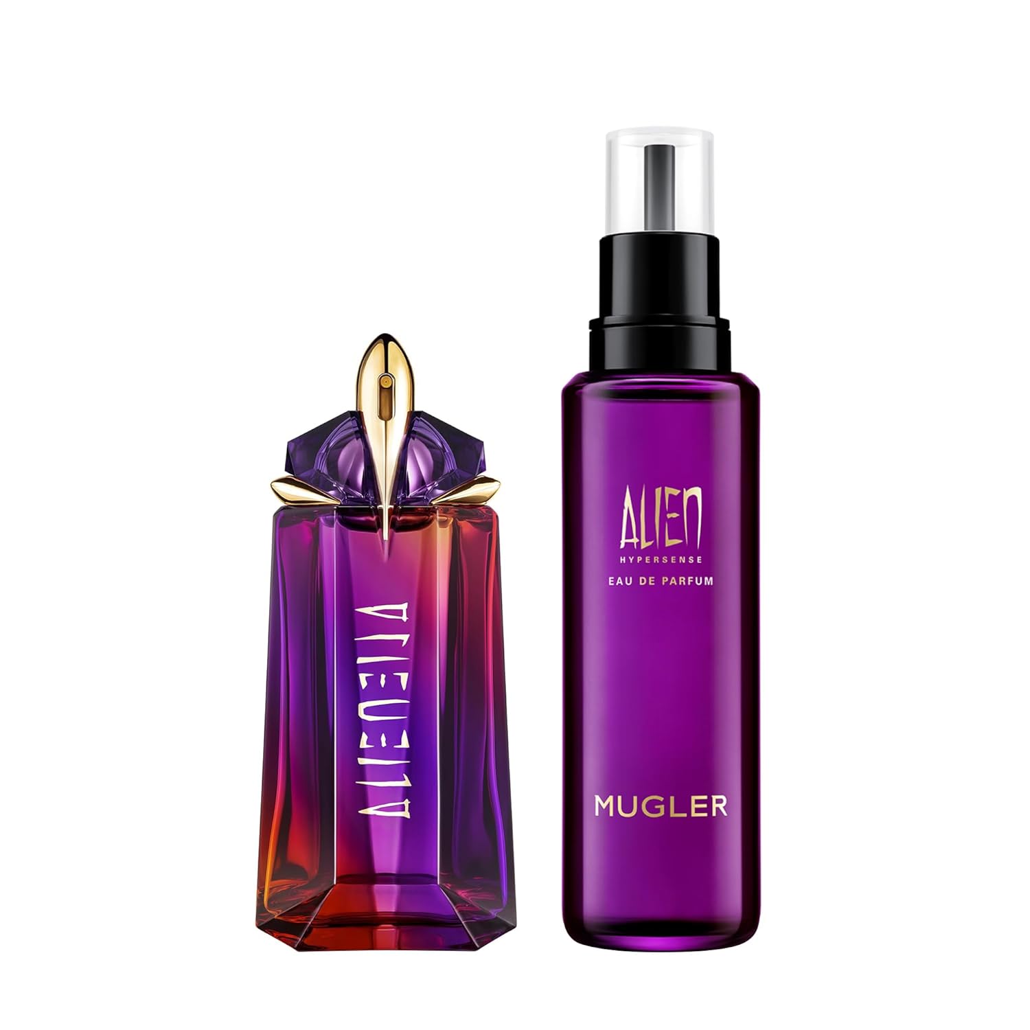 Mugler - Alien Hypersense - Eau de Parfum - Womens Perfume Refill Bundle- Floral Woody Scent - With Green Mandarin, Pear Accord, Jasmine, & Cashmere - 2 Fl Oz Refillable Perfume & 3.3 Fl Oz Refill - Image 2