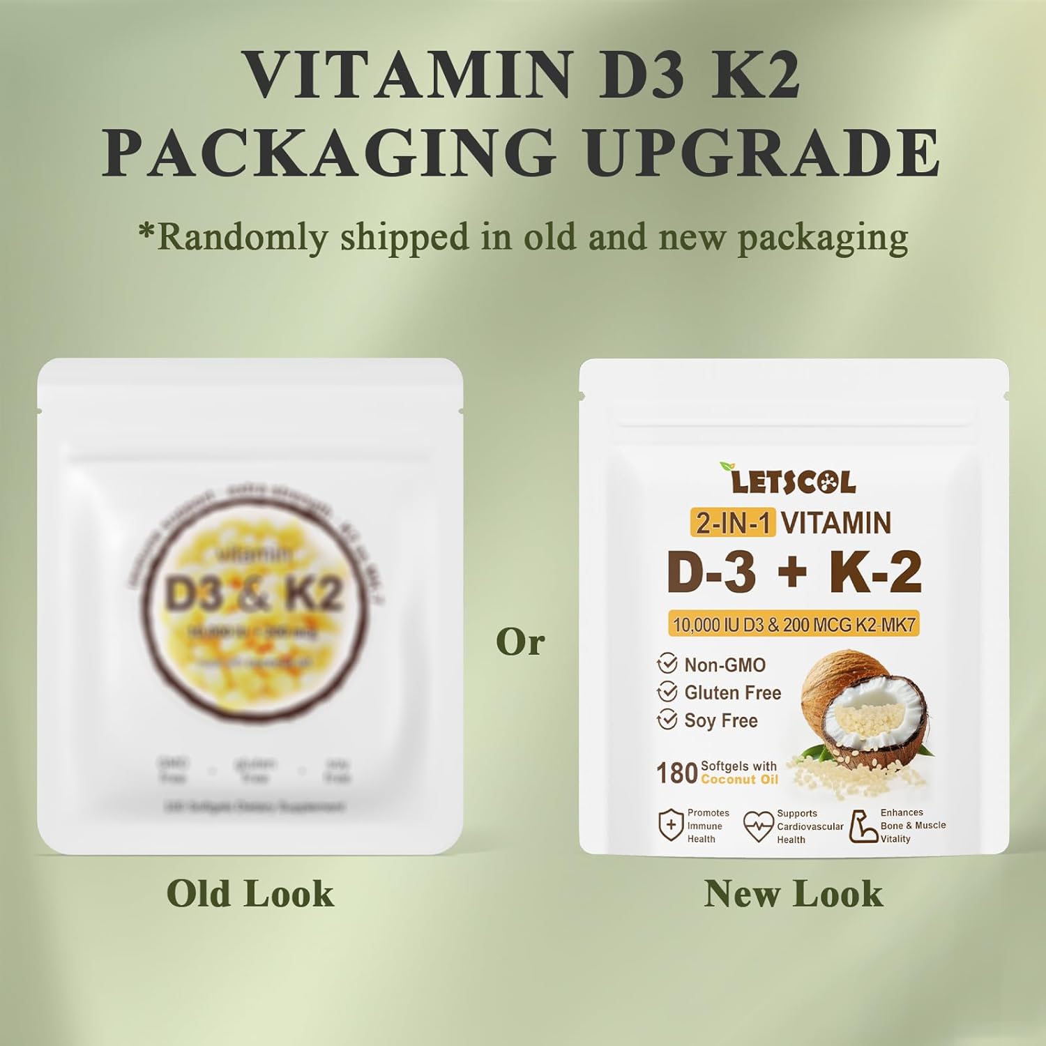 2-in-1 Vitamin D3 K2 Supplement Softgel, Vitamin D3 10000 IU and Vitamin K2 200 mcg, K2 MK7 with D3 Vitamin Supplement Support Immune, Heart, Joint, Teeth & Bone Health - Image 4