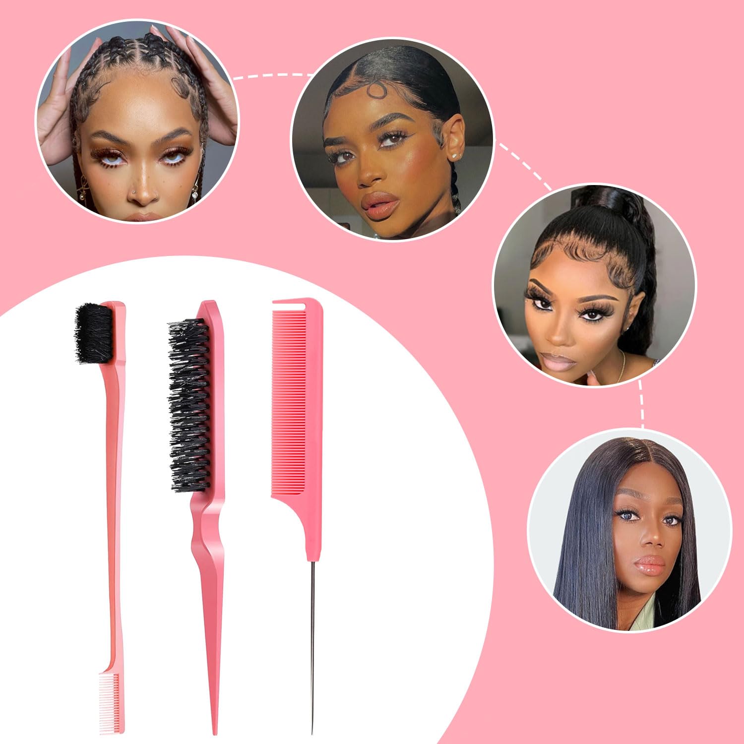 Hair Styling Set - Wax Stick, Edge Brush, Tail Comb for Wig Styling and Edge Control - Image 6