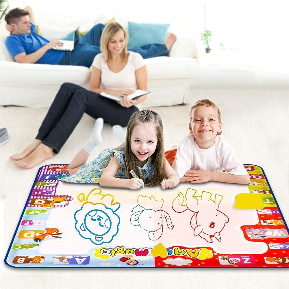 KIZZYEA Toys for 2 3 4 5 Years Old Boys Girls, Water Doodle Mat for Kids, Large Coloring Painting Writing Mat with Neon Colors, Educational Toys Christmas Birthday Gifts for Age 2-4, 3-5 Toddlers - Image 7