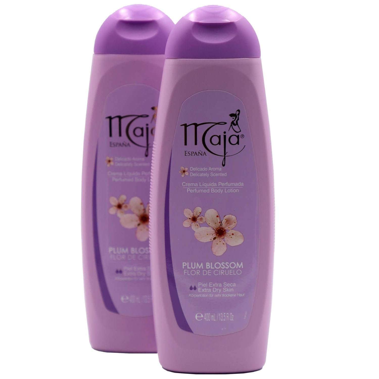 Maja Plum Blossom Body Lotion, Perfumed Body Lotion with Almond Oil and Vitamin E for Dry Skin, Keeping your Skin Hydrated, Floral and Fruity Fragrance, 2-Pack of 13.5 FL Oz each, 2 Bottles - Image 2