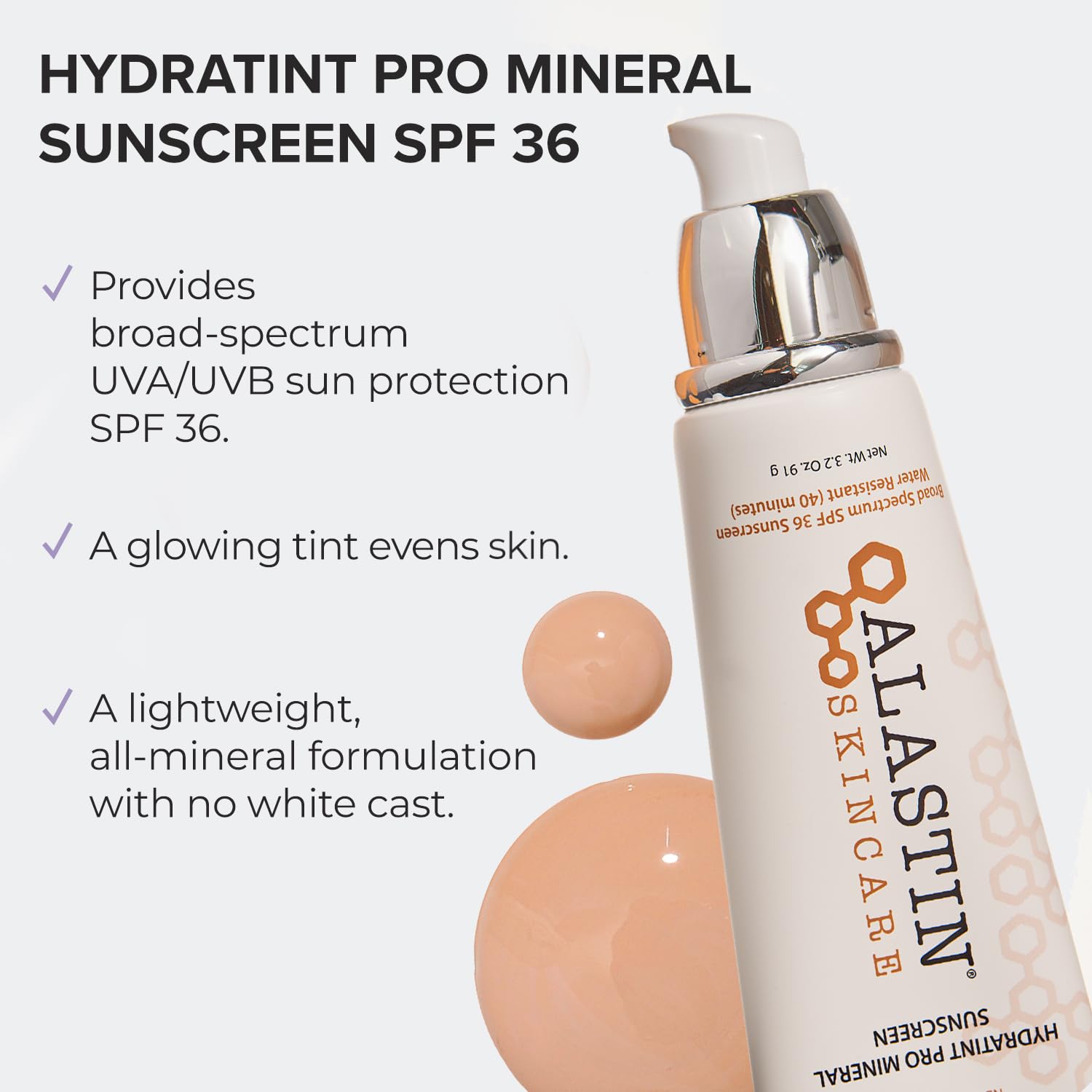 ALASTIN Skincare HydraTint Pro Mineral Sunscreen SPF 36 (3.2 oz) | 2-in-1 Tinted Daily Sunblock | Fragrance-Free, Water Resistant - Image 3