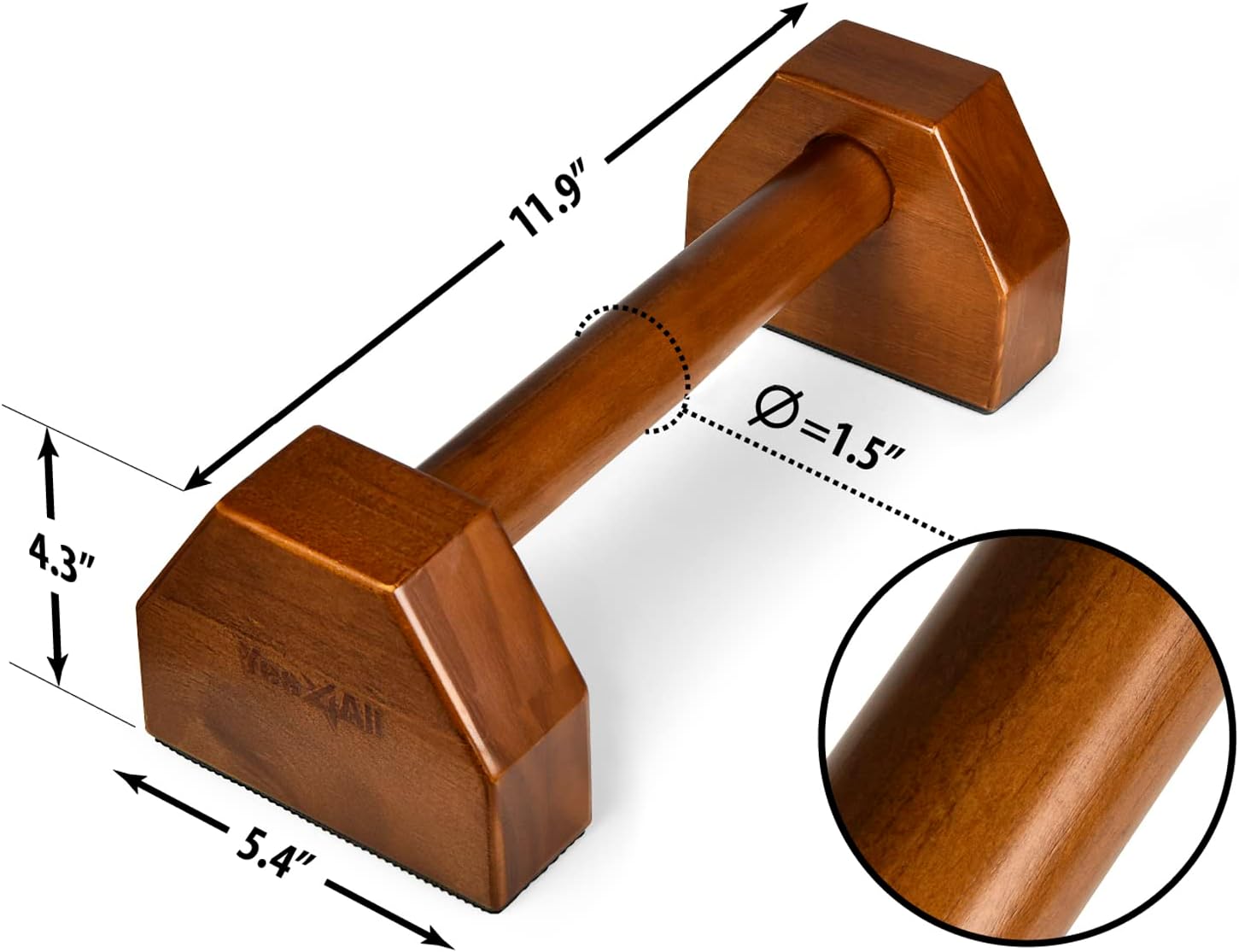 Yes4All Steel/Solid Wood Push Up Stand Parallel Bars Parallettes Non-slip Rubber Feet For Floor Use, Supports Calisthenics Exercises and Upper Body Strength Workouts Perfect For Men And Women - Image 3