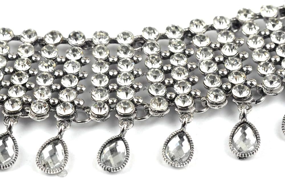 YERTTER Vintage Boho Full Rhinestones Necklaces Tassel Jewelry Set Layered Pendant Statement Chunky Chain Necklace for Women - Image 5