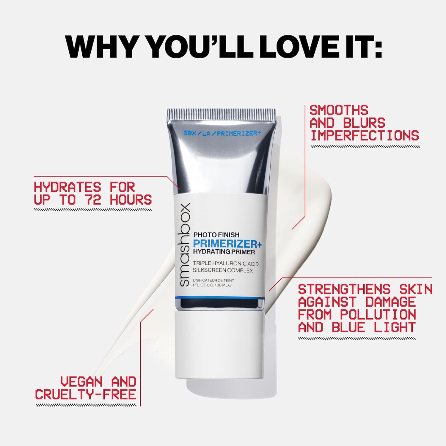 Smashbox Photo Finish Primerizer+ Hydrating Primer|Hyaluronic Acid, Long Lasting, Dewy, Vegan + Cruelty Free - Image 4