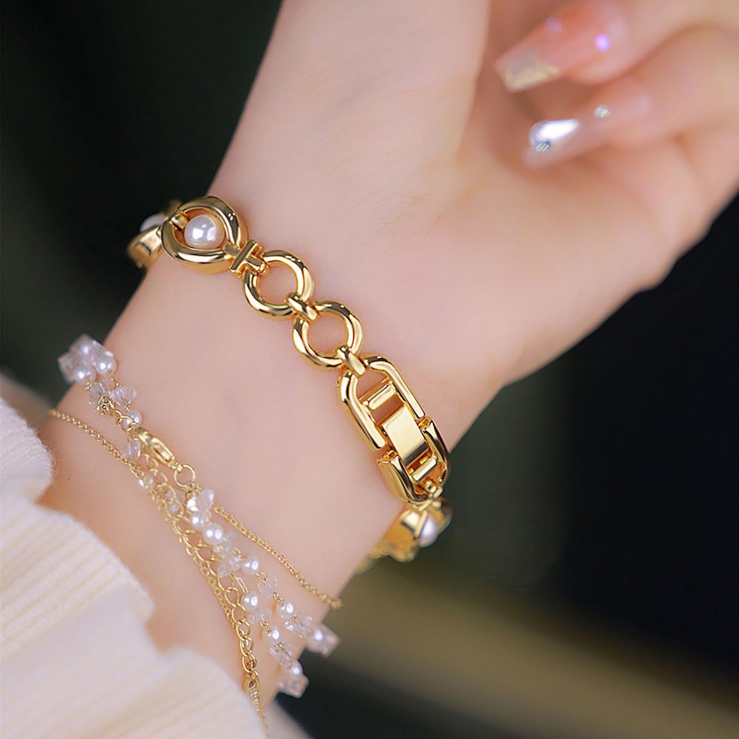 Gosasa Fashion Women's Dress Watch Elegant Pearl Oval dial Ladies Bracelet Waterproof Analog Casual Watch - Image 4
