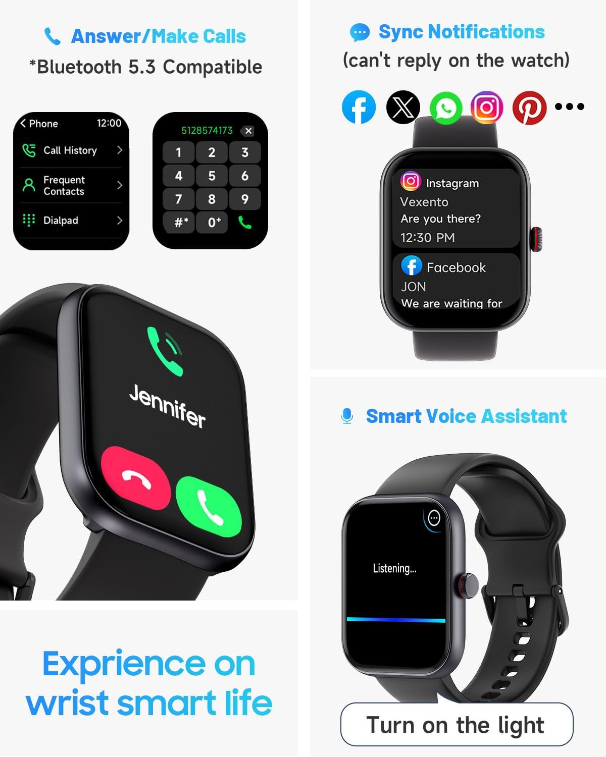 Smart Watch for Men Women, Alexa Built-in, Answer/Make Calls, 1.91" HD Screen Fitness Watch, IP68 Waterproof, 100 Sports, Heart Rate Monitor, Sleep Tracker, Smartwatch Compatible Android iOS - Image 3