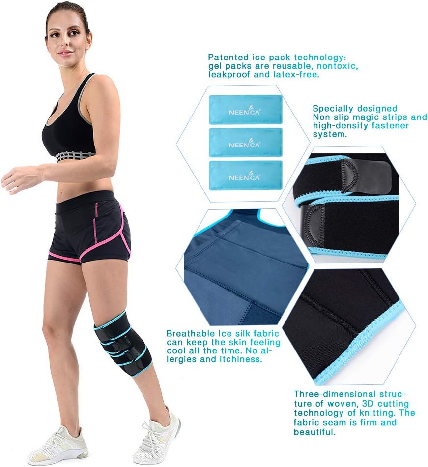 NEENCA Knee Brace with Ice Pack Wrap, Medical Knee Wrap with 3 Reusable Gel Packs, Hot & Cold Therapy for Meniscus Tear, Joint Pain, Knee Pain Relief, Knee Surgery, Sprain & Swelling- FSA/HSA Approved - Image 6