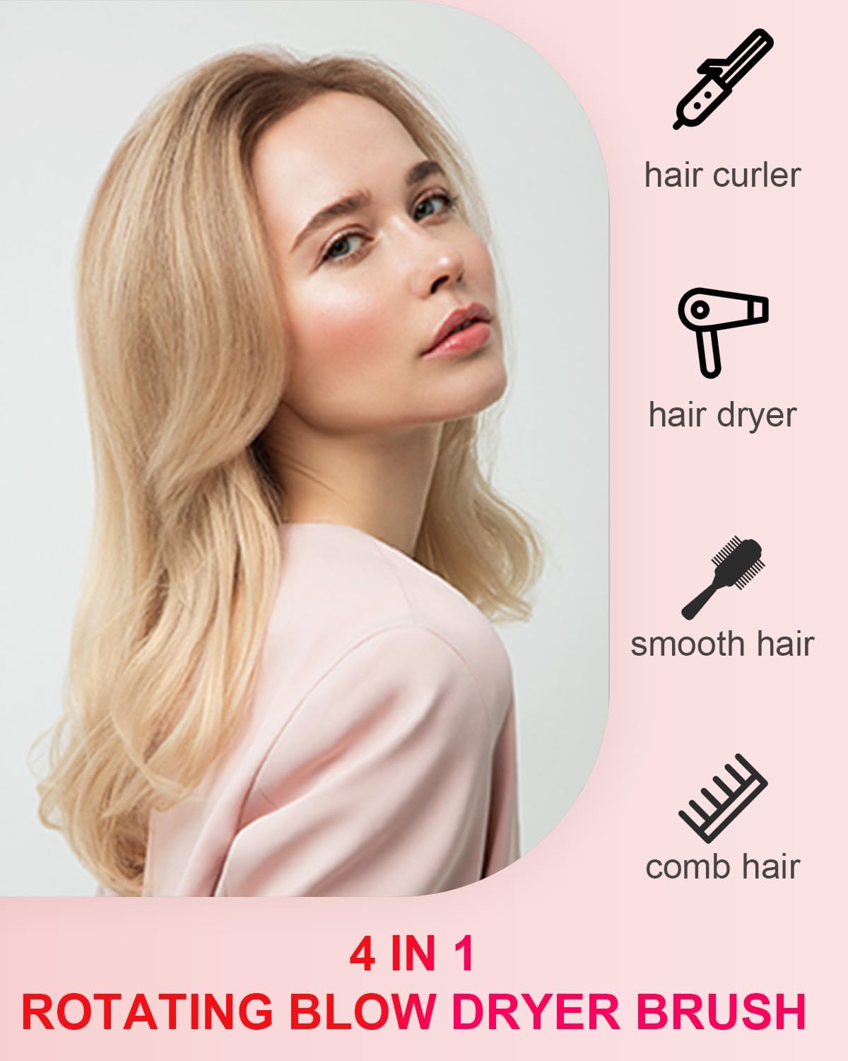 Rotating Hair Dryer Brush Ceramic, Blow Dryer Brush 2 Spin Brushes Set 1.5 Inch &2 Inch, One-Step Hot Air Brush for Hair Dryer, Volumizer, Smooth, C-Curls - Image 3