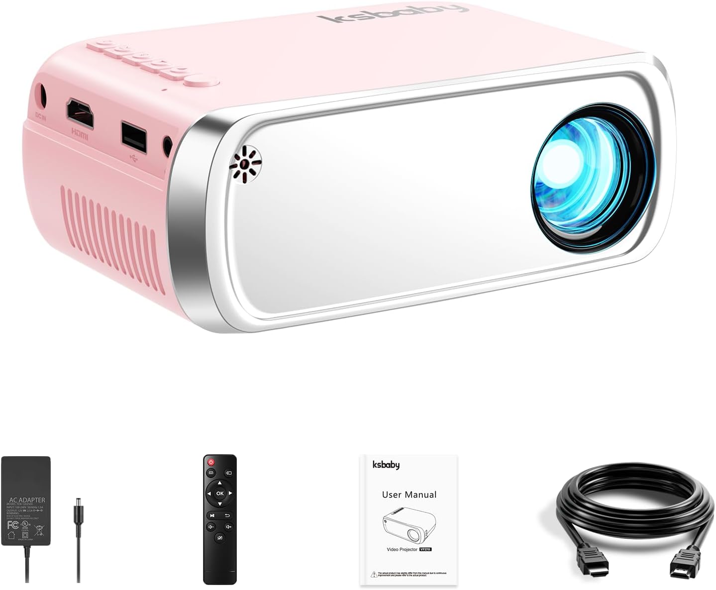 Mini Projector for Outdoor Portable Projectors, SmartPhone Screen Can be Mirrored to The Projector Through a Data Cable, Movies-Projector Compatible with HDMI, USB, Type-C, Laptop, TV Stick - Image 2