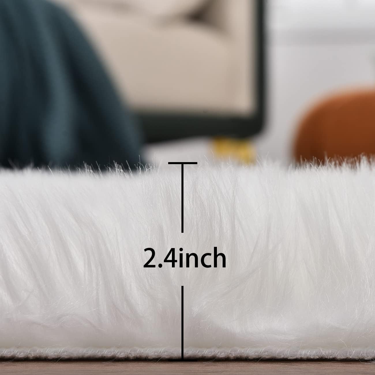 White Faux Sheepskin Fuzzy Fur Rugs for Bedroom Small Machine Washable Fluffy Area Rugs for Living Room 2x4 Shag Nursery Rug - Image 3