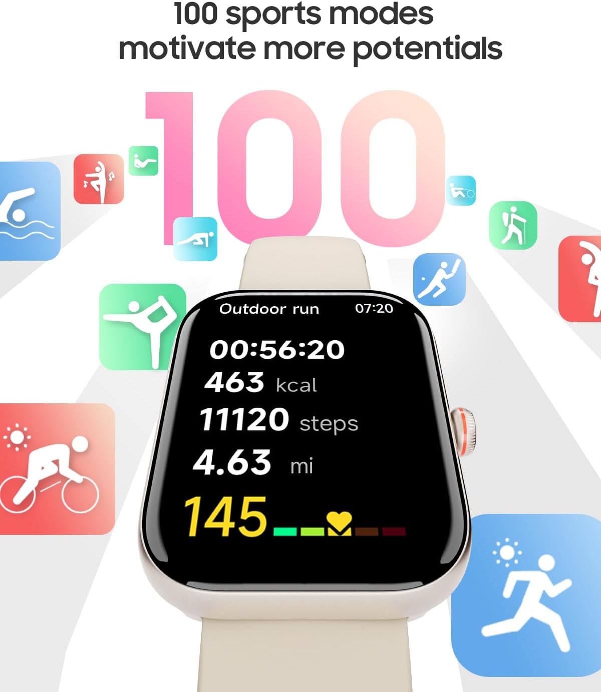 Smart Watch for Women, Alexa Built-in, Answer/Make Calls, 1.91" HD Screen Fitness Watch, IP68 Waterproof, 100 Sports, Heart Rate Monitor, Sleep Tracker, Smartwatch Compatible Android iOS, Beige - Image 5