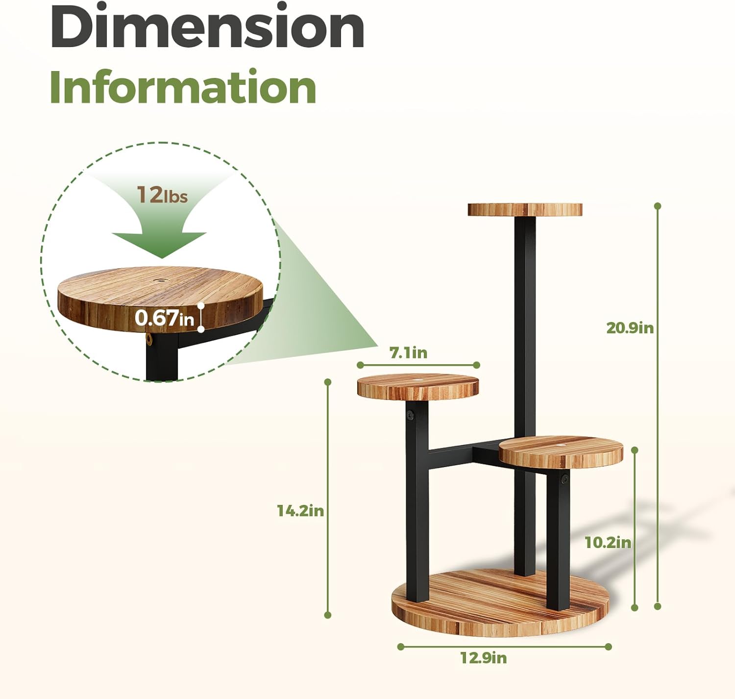 Bamworld 3 Tier Plant Stand Indoor Small Plant Shelf Outdoor Metal Tall Flower Holder Table Support Rack Garden Accessories for Plant Lovers(Brown) - Image 5