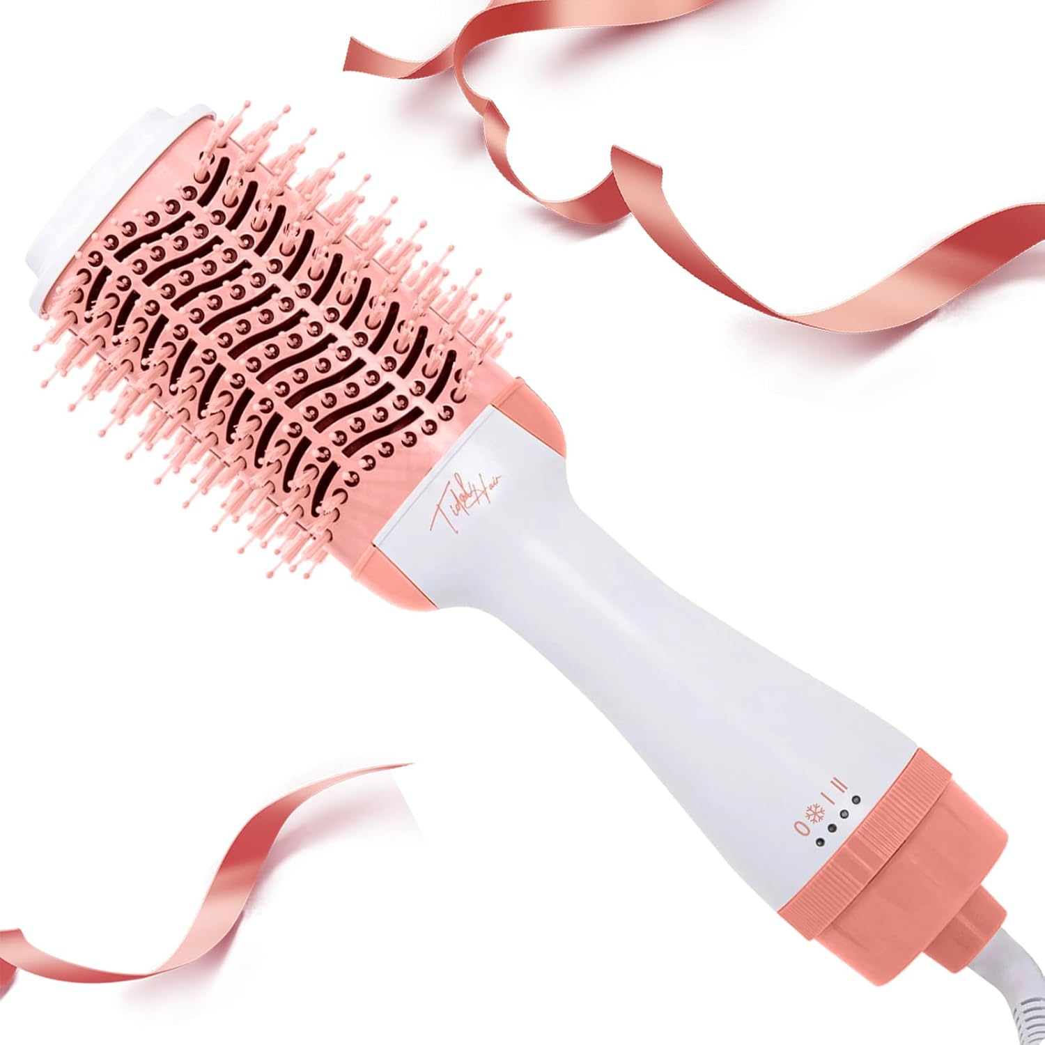 Hot Air Brush 4 in 1 Hair Dryer Brush,One Step Hair Dryer,Styler,Volumizer,Hair Curler,Negative Ion Anti-frizz Ceramic Titanium Barrel Hot Air Brush Hair Straightener Brush Pink White - Image 2