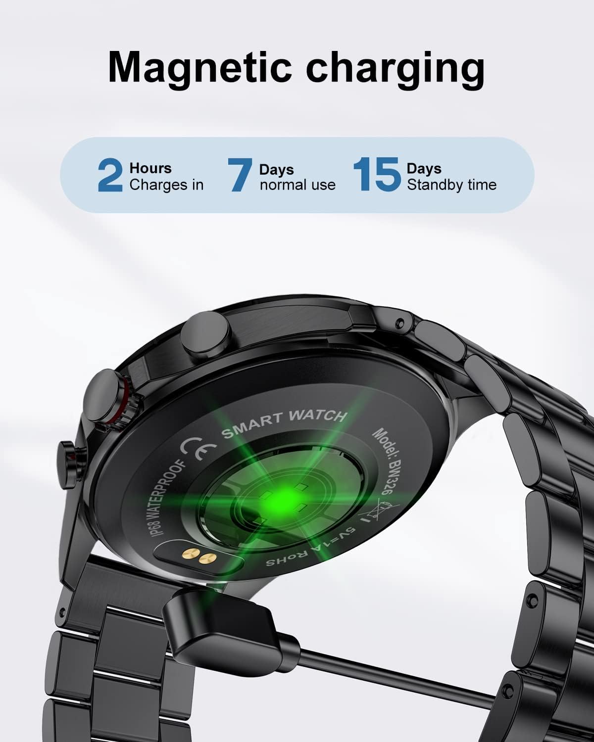 LIGE Smart Watches for Men,1.32“ Smart Watch with Bluetooth Calls/Message Push, 20 Sport Modes Blood Pressure/Heart Rate Tracker IP67 Waterproof Mens Smartwatch for Android iOS Phones Black 2 Straps - Image 9