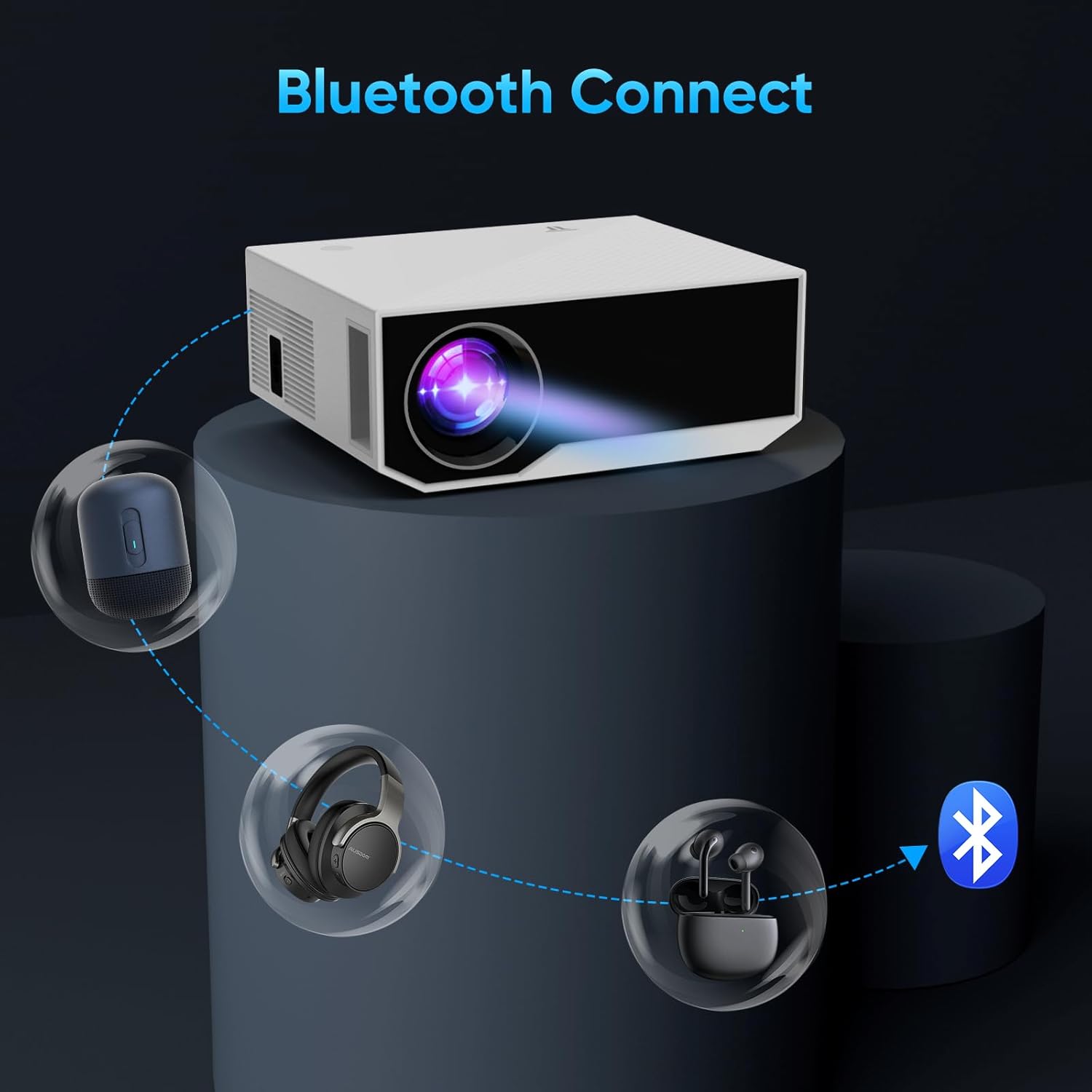Projector with WiFi and Bluetooth, 16000Lumens Portable Mini Projector,Native Full HD 1080P Outdoor Movie Projector,Smart Projector Compatible with Android/iOS/Windows/HDMI/USB - Image 4