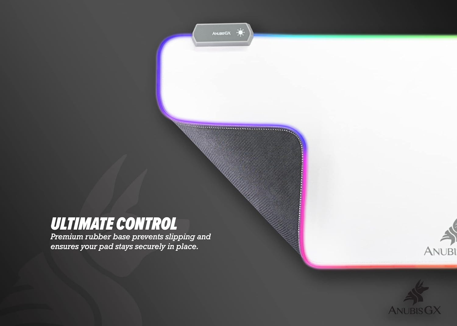 AnubisGX White RGB Mouse Pad | Premium XL Waterproof Computer Gaming Desk Mat | 14 Glowing LED Settings | XXL Extended Non-Slip Gamer Mousepad | 31.5 x 11.8 in - Image 5