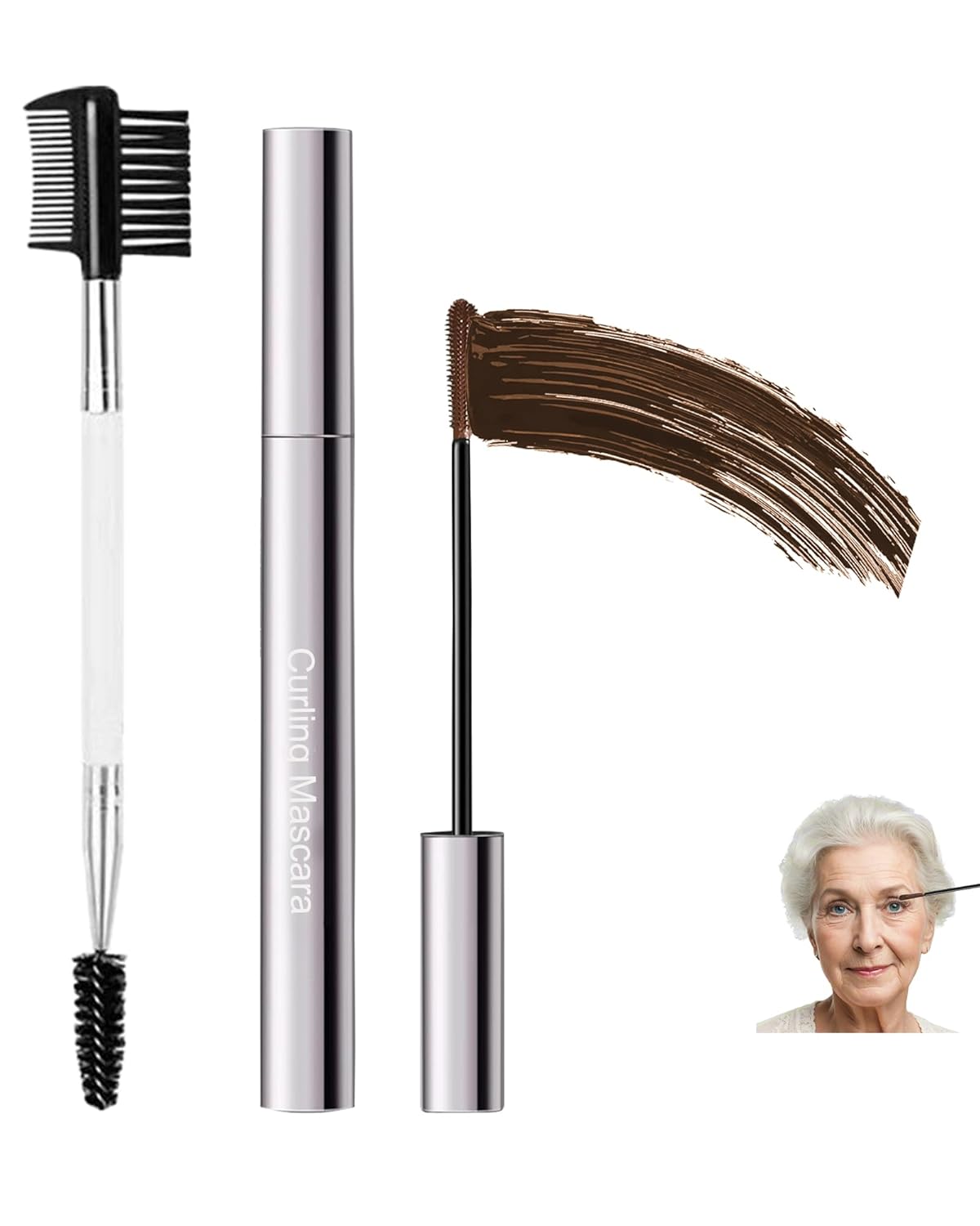 Brown Mascara for Older Women 60 Plus,Waterproof Prime Mascara Volume and Length for Mature Women with Thinning Lashes,No Clumps,Long Lasting Hypoallergenic Mascaras For Sensitive Makeup - Image 2