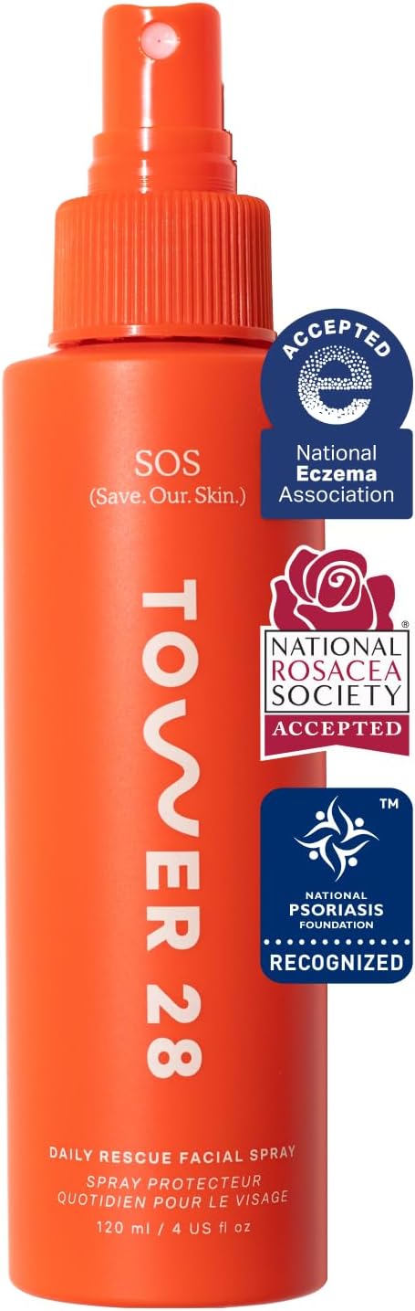 Tower 28 SOS Daily Rescue Facial Spray for Sensitive Skin, Hypochlorous Acid Spray Helps Reduce Redness and Breakouts, Full Size Toner for Face, 4 FL Oz - Image 2