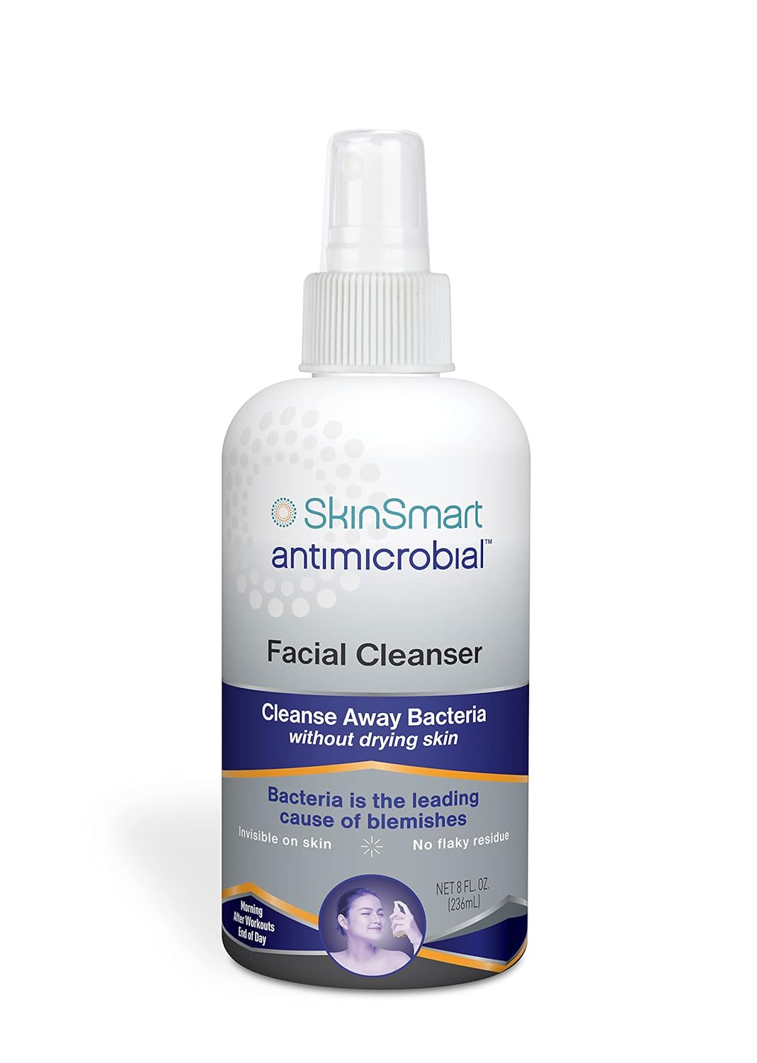 SkinSmart Facial Cleanser for Acne, Targets Bacteria for Active Teenage Athletes Post Workout and Adult Acne, 8 oz Spray Bottle, Safe for Multiple Daily Uses - Image 2