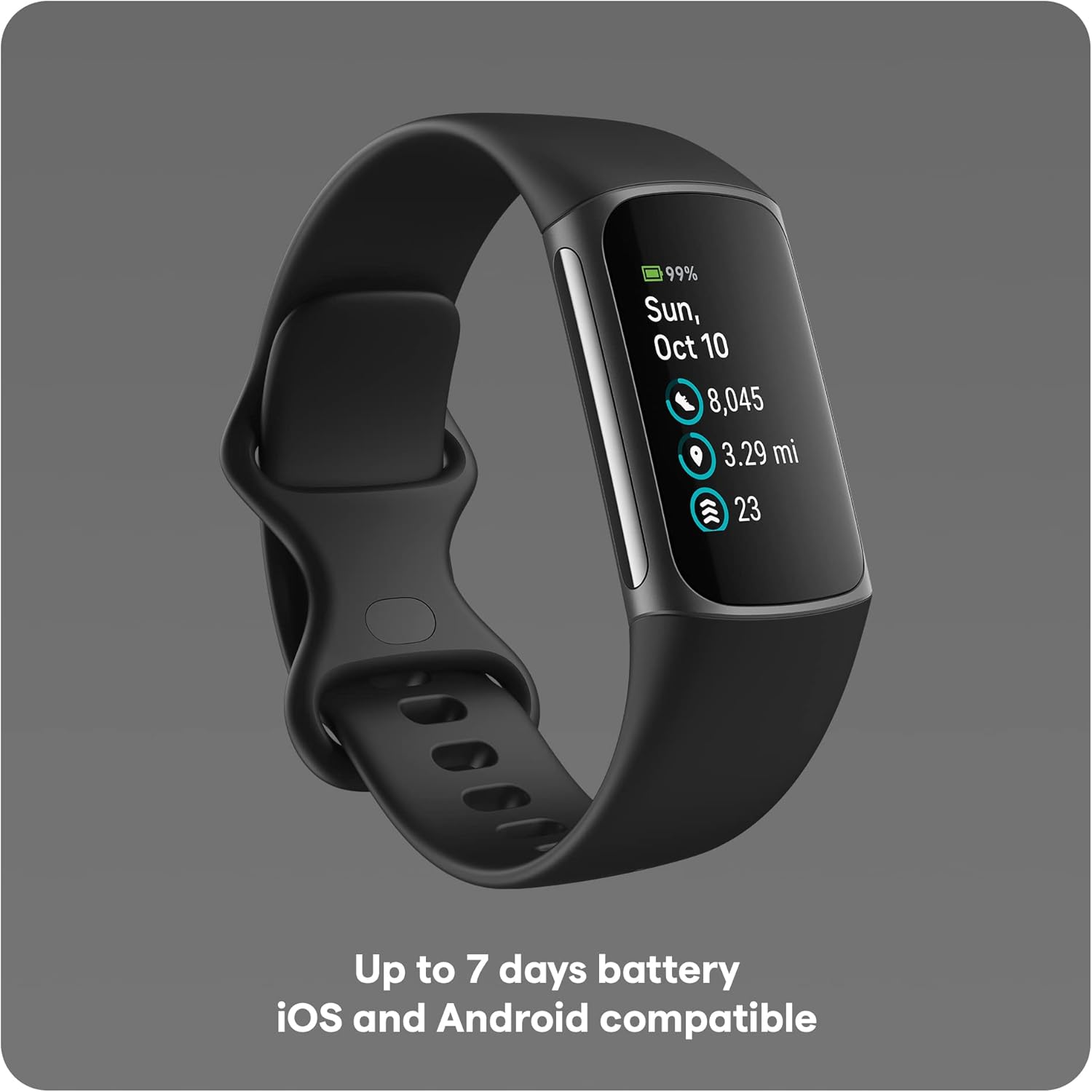 Fitbit Charge 5 Advanced Fitness & Health Tracker with Built-in GPS, Stress Management Tools, Sleep Tracking, 24/7 Heart Rate and More, Black/Graphite, One Size (S &L Bands Included) (Renewed) - Image 3