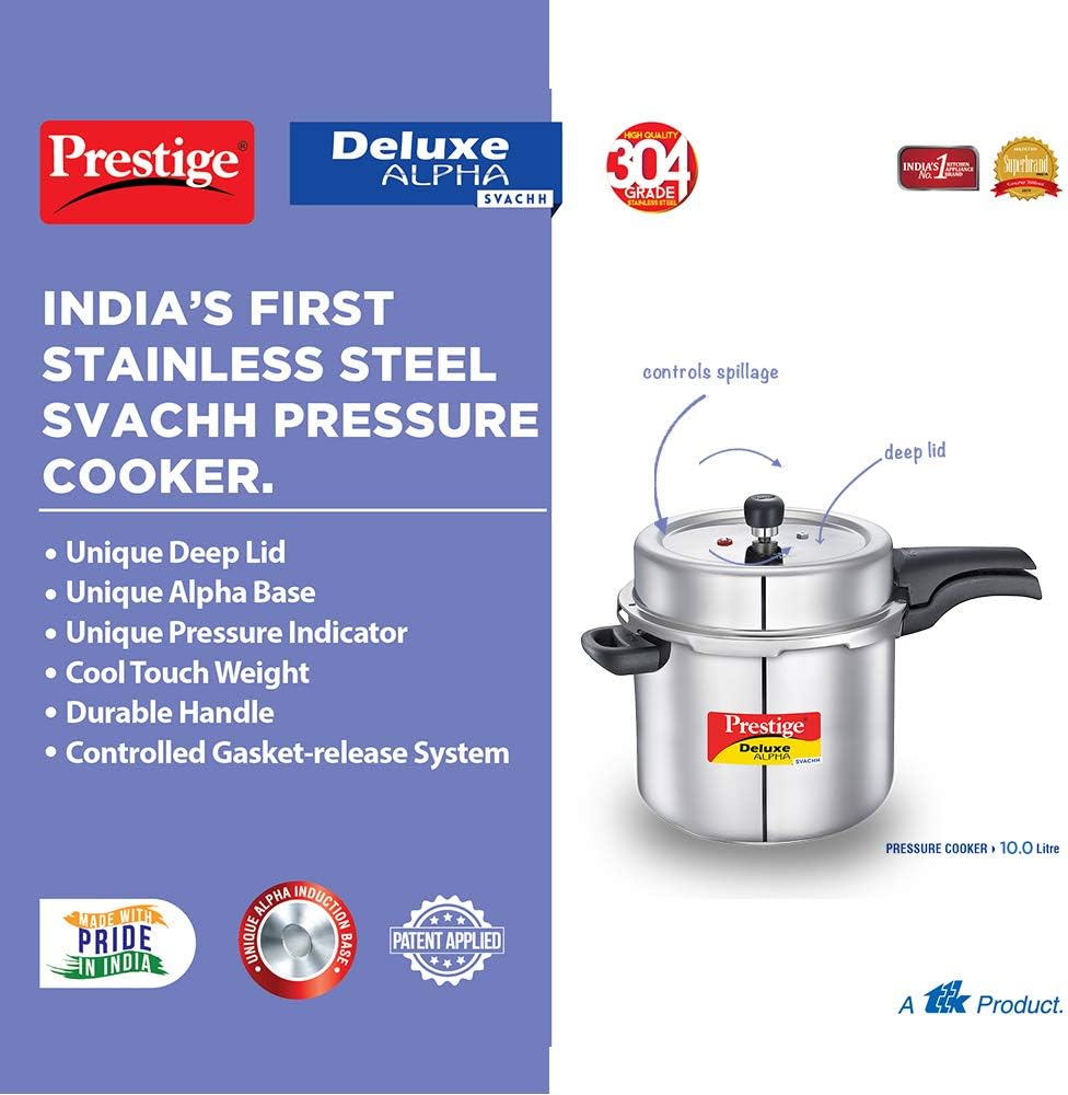 Prestige PRASV10 Pressure Cooker, 10 Liter, SILVER - Image 4