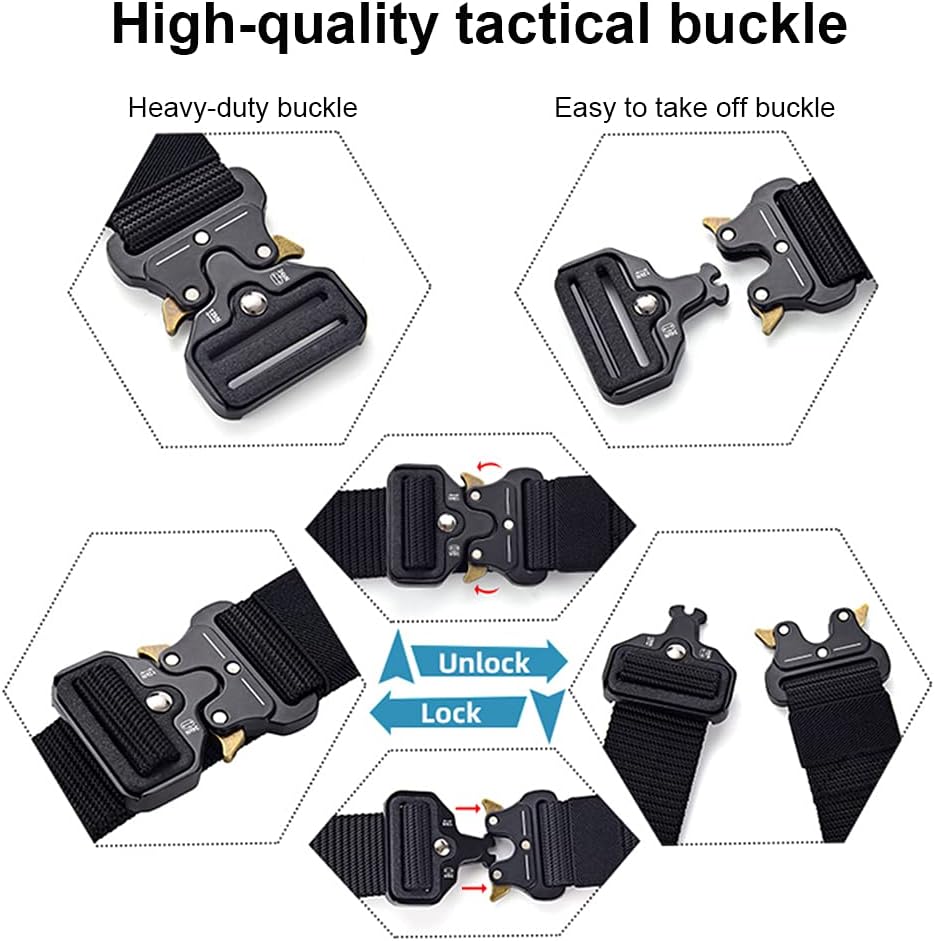 DOOPAI Tactical Belt for Men, 3Pack Military Nylon Web with Heavy Duty Quick Release Metal Buckle - Image 5