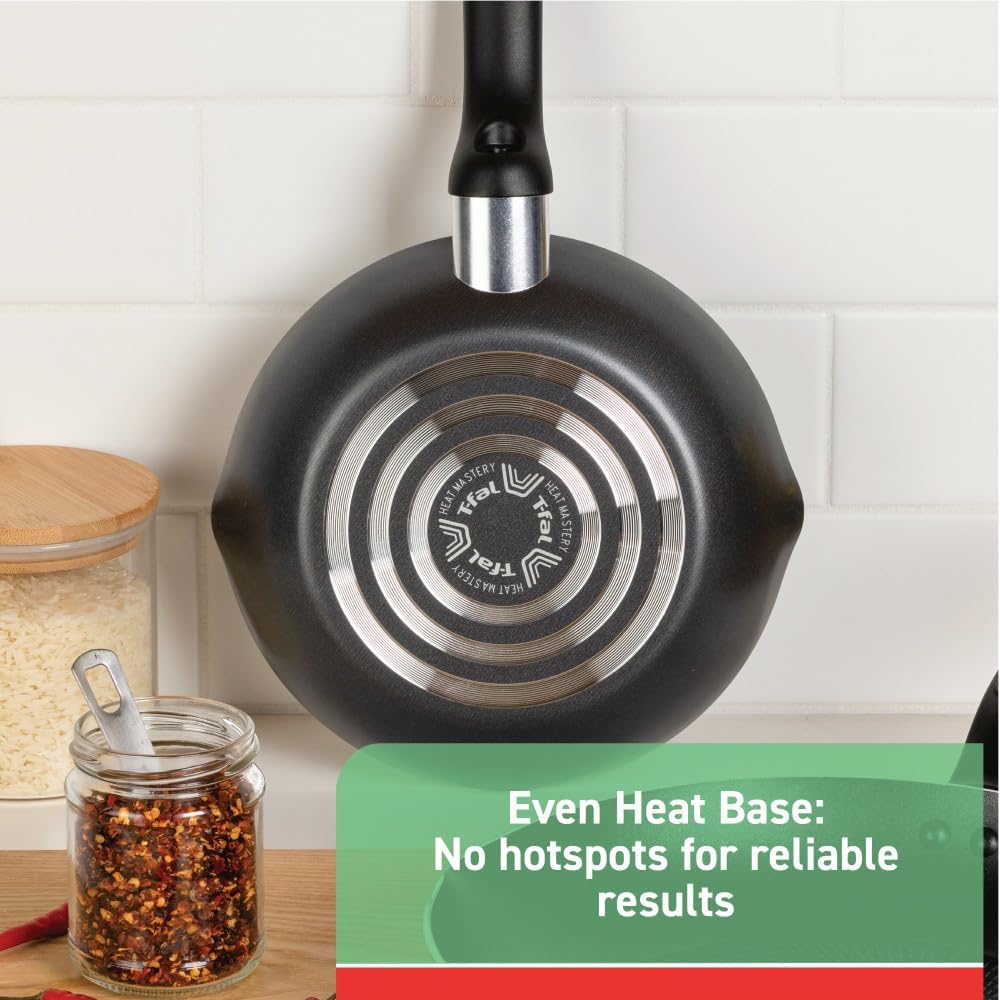 T-fal Initiatives Nonstick Cookware Set 18 Piece, Oven Broiler Safe 350F, Kitchen Cooking Set w/Fry Pans, Saucepans, Stockpots, Skillet, Spoons, Lids Pots and Pans Set Non Stick Dishwasher Safe Black - Image 5