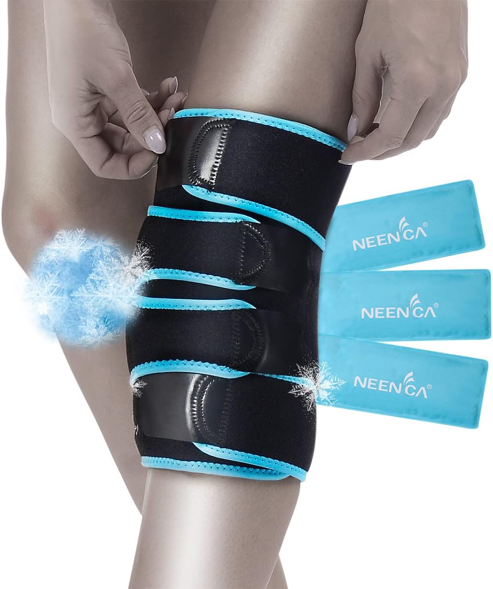 NEENCA Knee Brace with Ice Pack Wrap, Medical Knee Wrap with 3 Reusable Gel Packs, Hot & Cold Therapy for Meniscus Tear, Joint Pain, Knee Pain Relief, Knee Surgery, Sprain & Swelling- FSA/HSA Approved - Image 2
